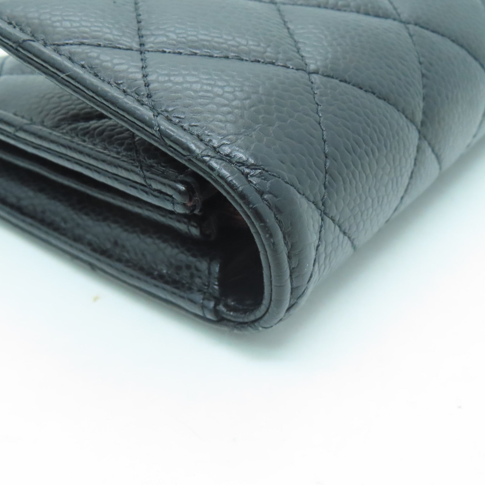CHANEL 菱格Caviar皮革Long Wallet銀扣長錢包黑色