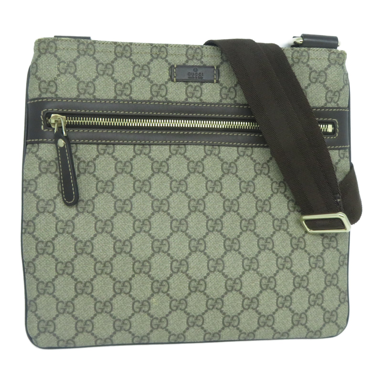 GUCCI 塗層帆布Shoulder Bag金扣肩背袋啡色