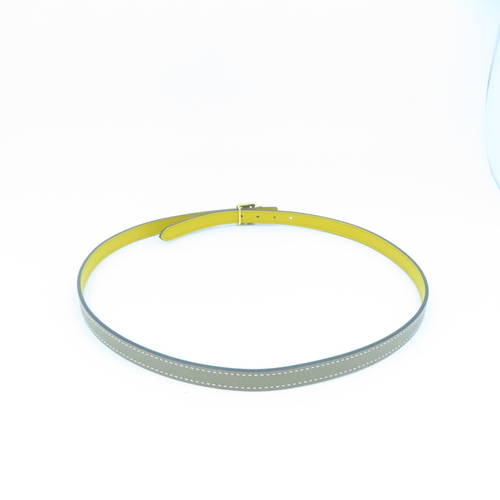 HERMES Togo皮革Belt 70cm金扣皮带米色