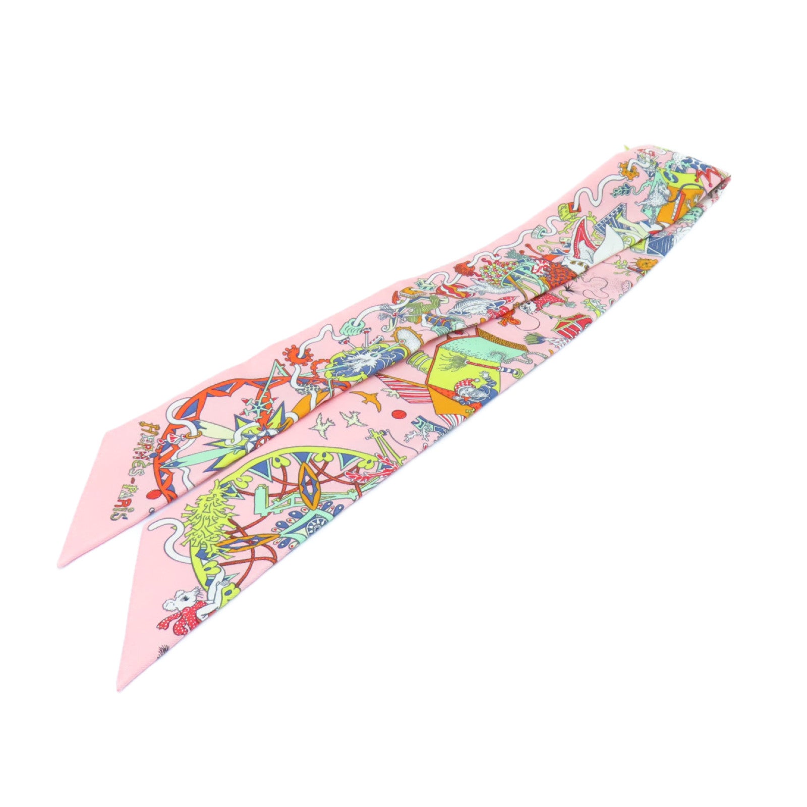 HERMES Silk Twilly Scarf Pink/Color