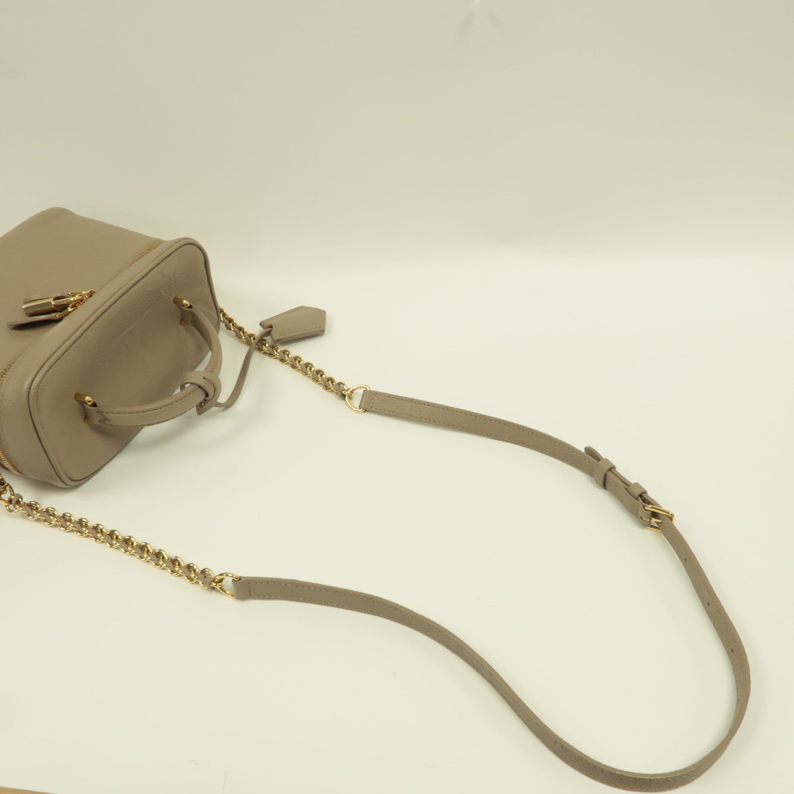 LOUIS VUITTON Monogram Empreinte Vanity PM金扣手挽肩背兩用袋灰色