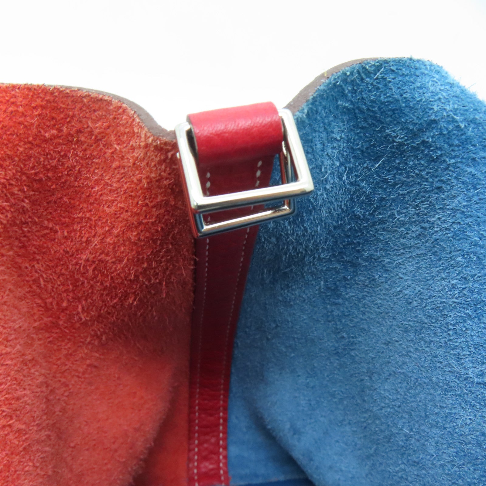 HERMES Clemence皮革Picotin PM Bucket Tote銀扣手挽袋紅色/藍色7A Q5