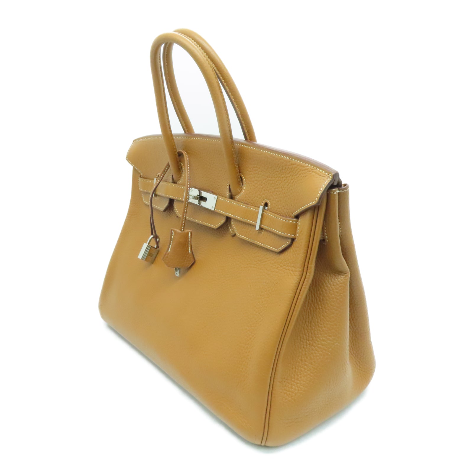 HERMES 【激减优惠】Clemence皮革Birkin 35银扣手挽袋啡色