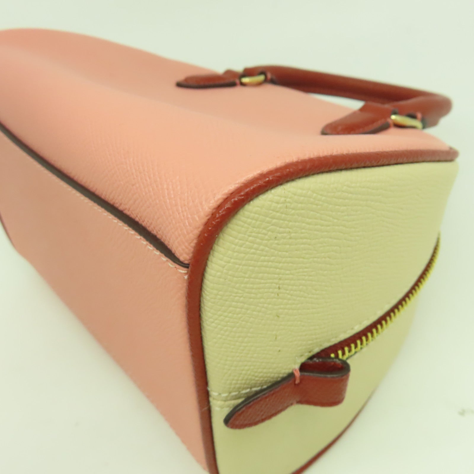 COACH 皮革Sydney Satchel Bag金扣手挽肩背兩用袋粉紅色