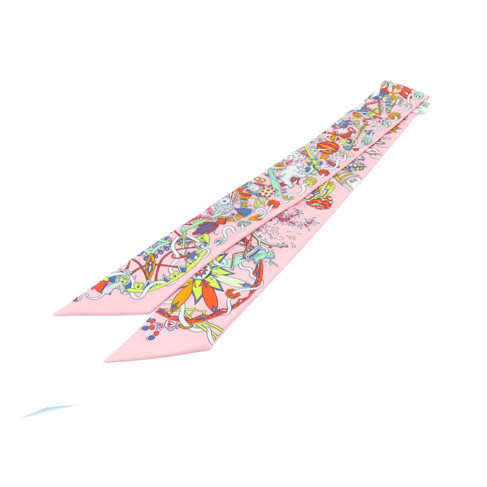 HERMES Silk Twilly Scarf Pink/Color