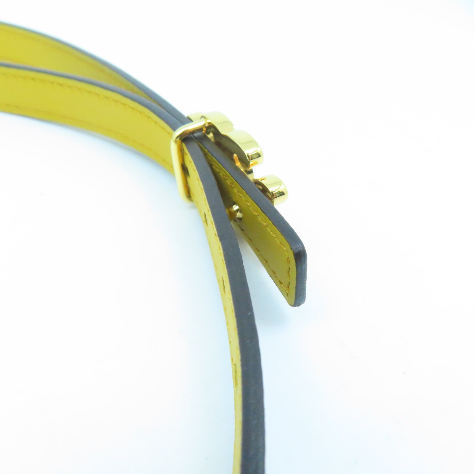 HERMES Togo皮革Belt 70cm金扣皮带米色