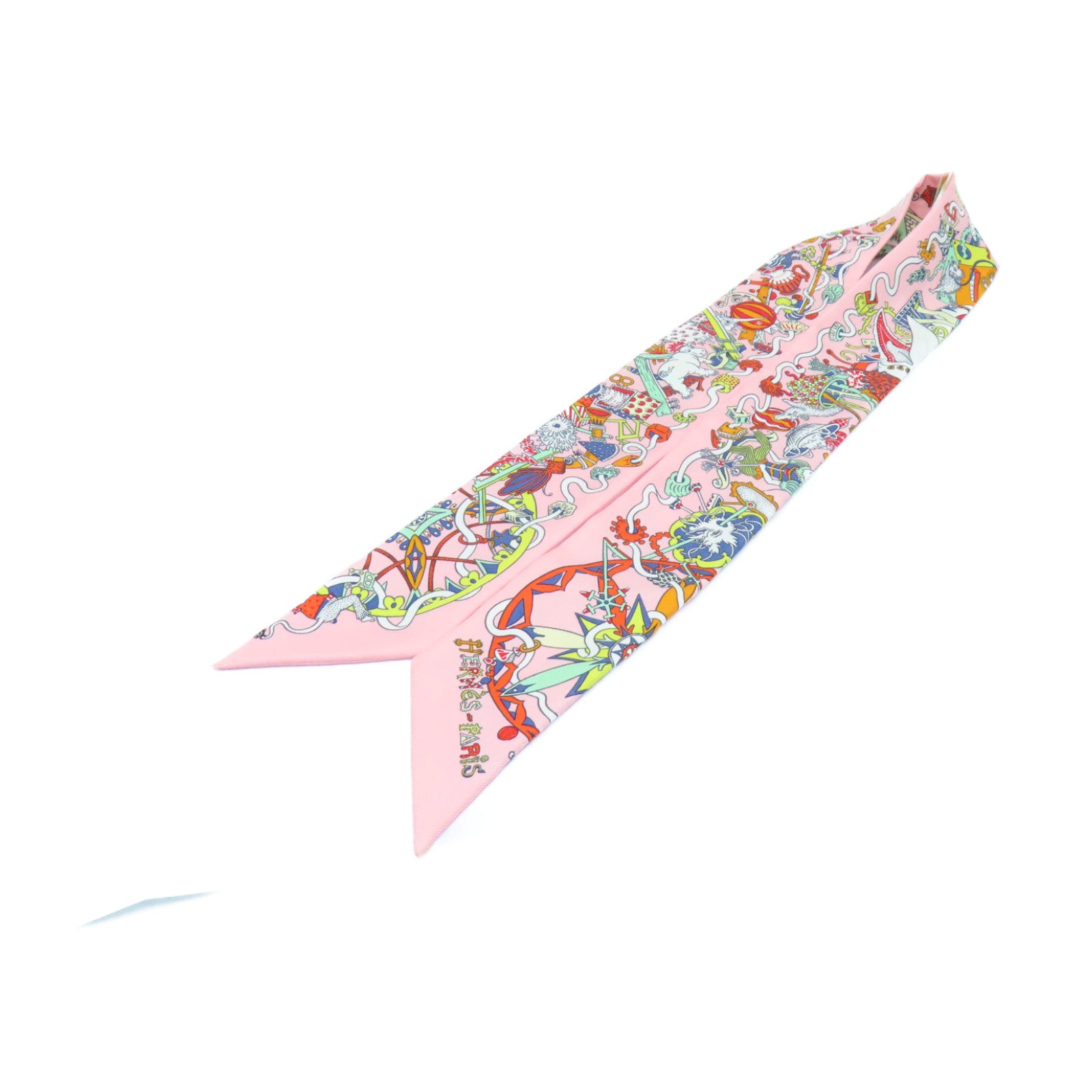 HERMES Silk Twilly Scarf Pink/Color