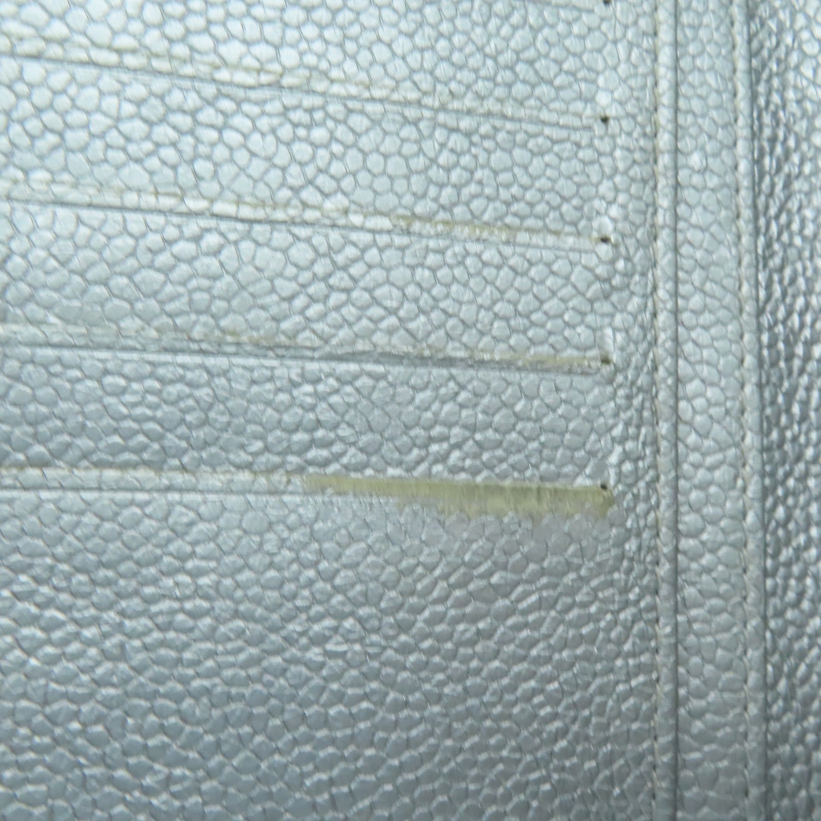CHANEL 菱格Caviar皮革Long Wallet银扣长钱包银色