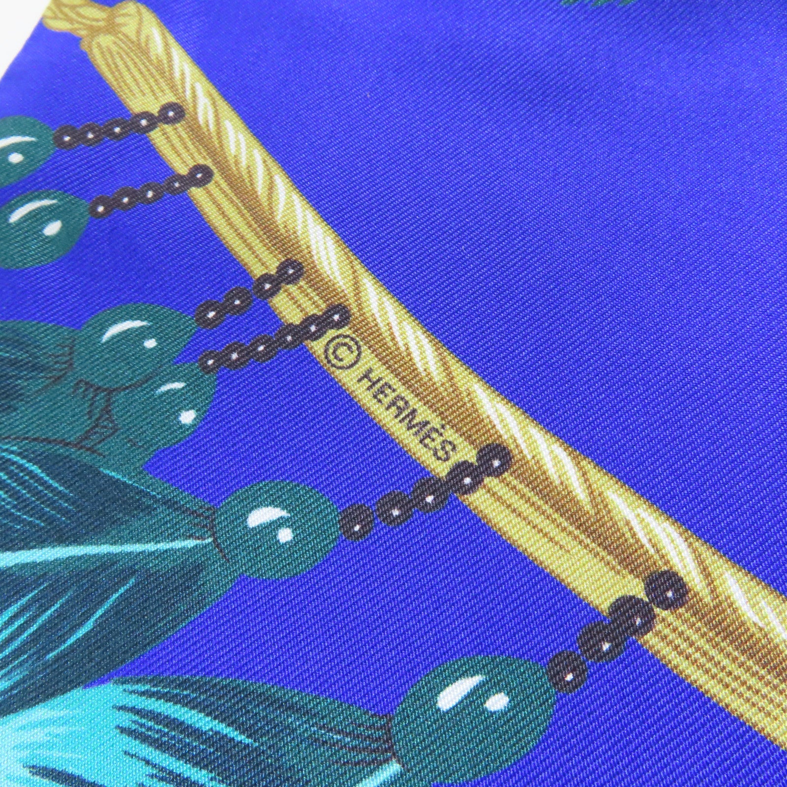 HERMES 絲質Maxi Twilly Scarf絲巾藍色