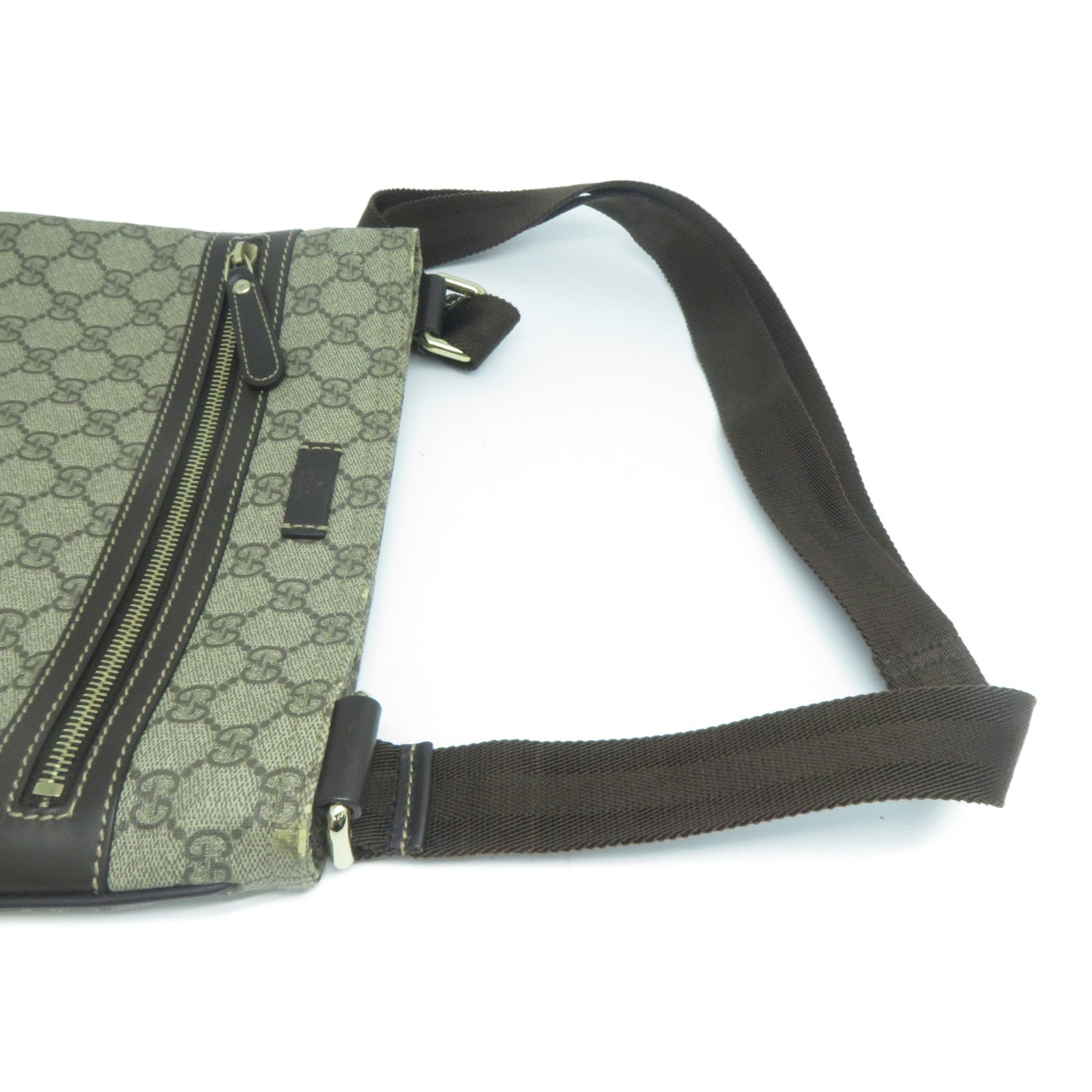 GUCCI 塗層帆布Shoulder Bag金扣肩背袋啡色
