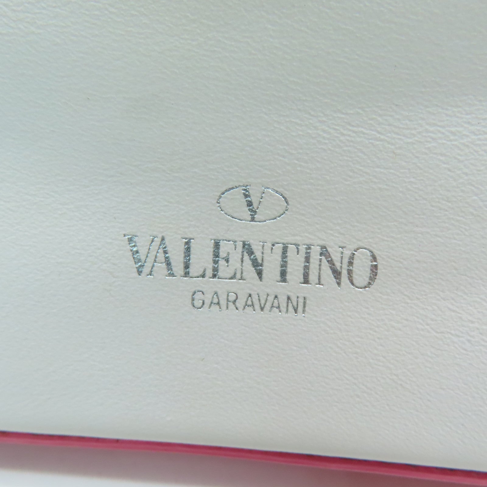 Valentino 【激減優惠】牛皮皮革Rockstud Shoulder Bag銀扣肩背袋白色/粉紅色