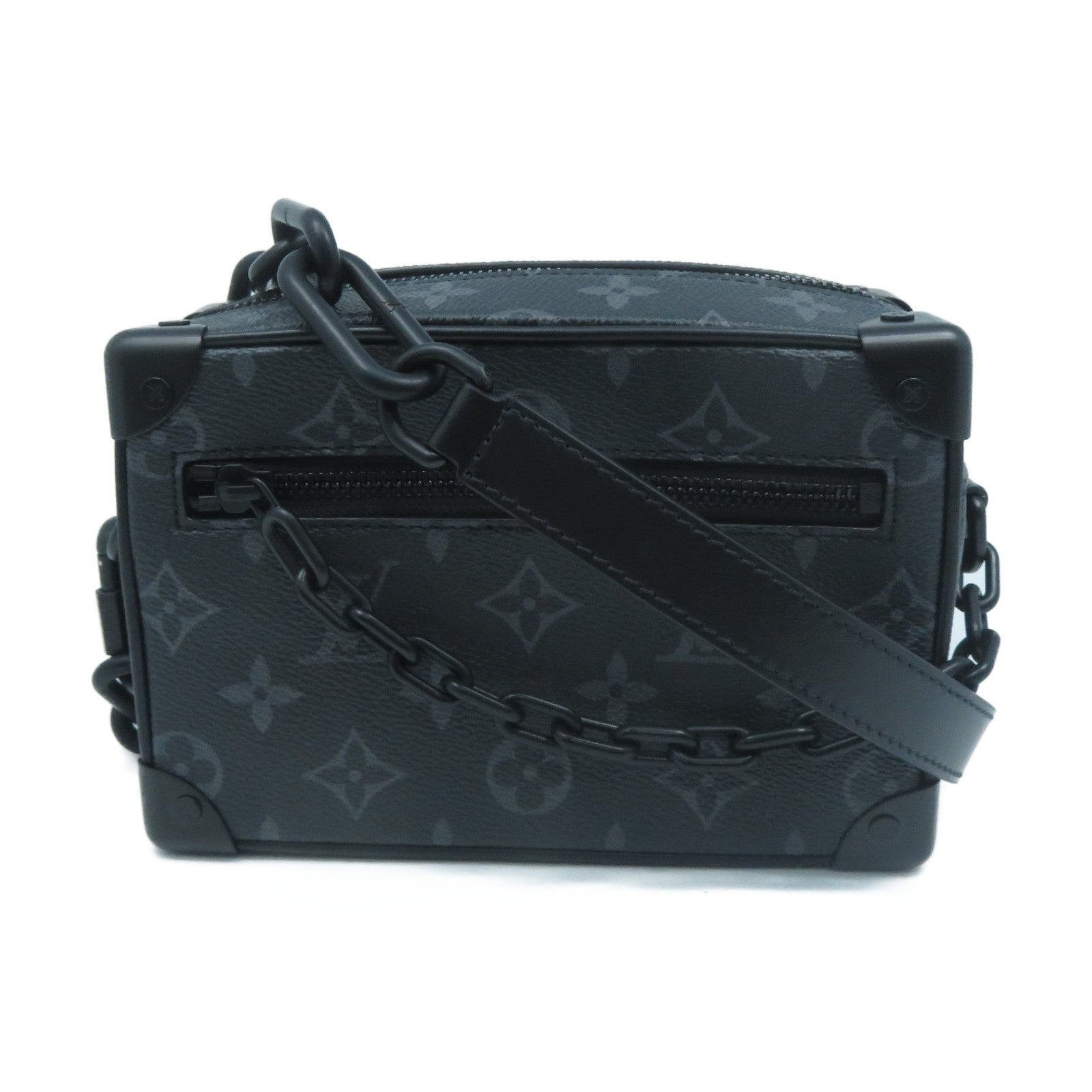 LOUIS VUITTON Monogram Eclipse Mini Soft Trunk銀扣肩背袋黑色
