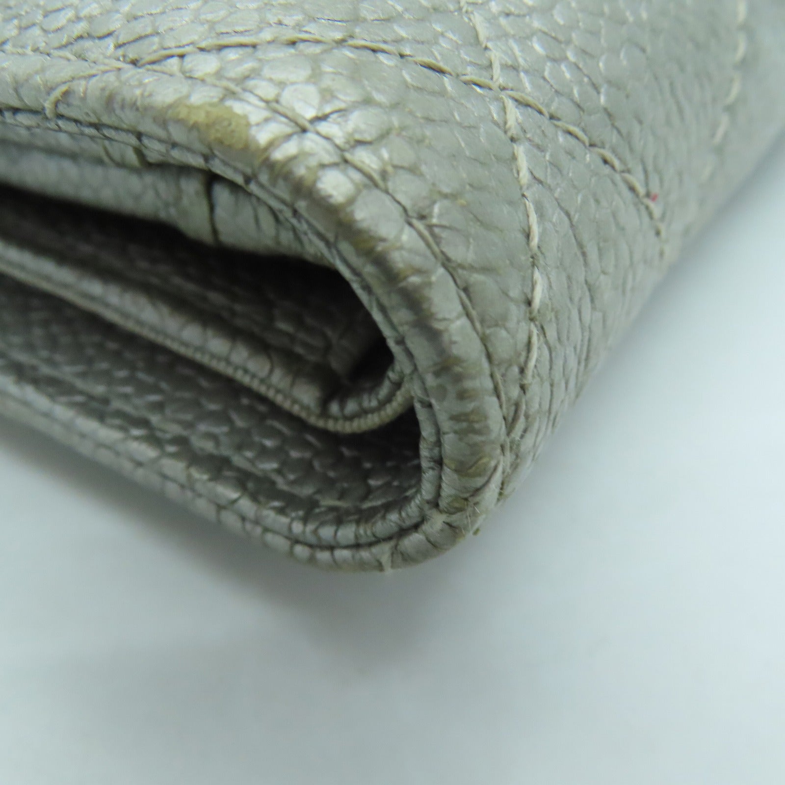 CHANEL 菱格Caviar皮革Long Wallet银扣长钱包银色