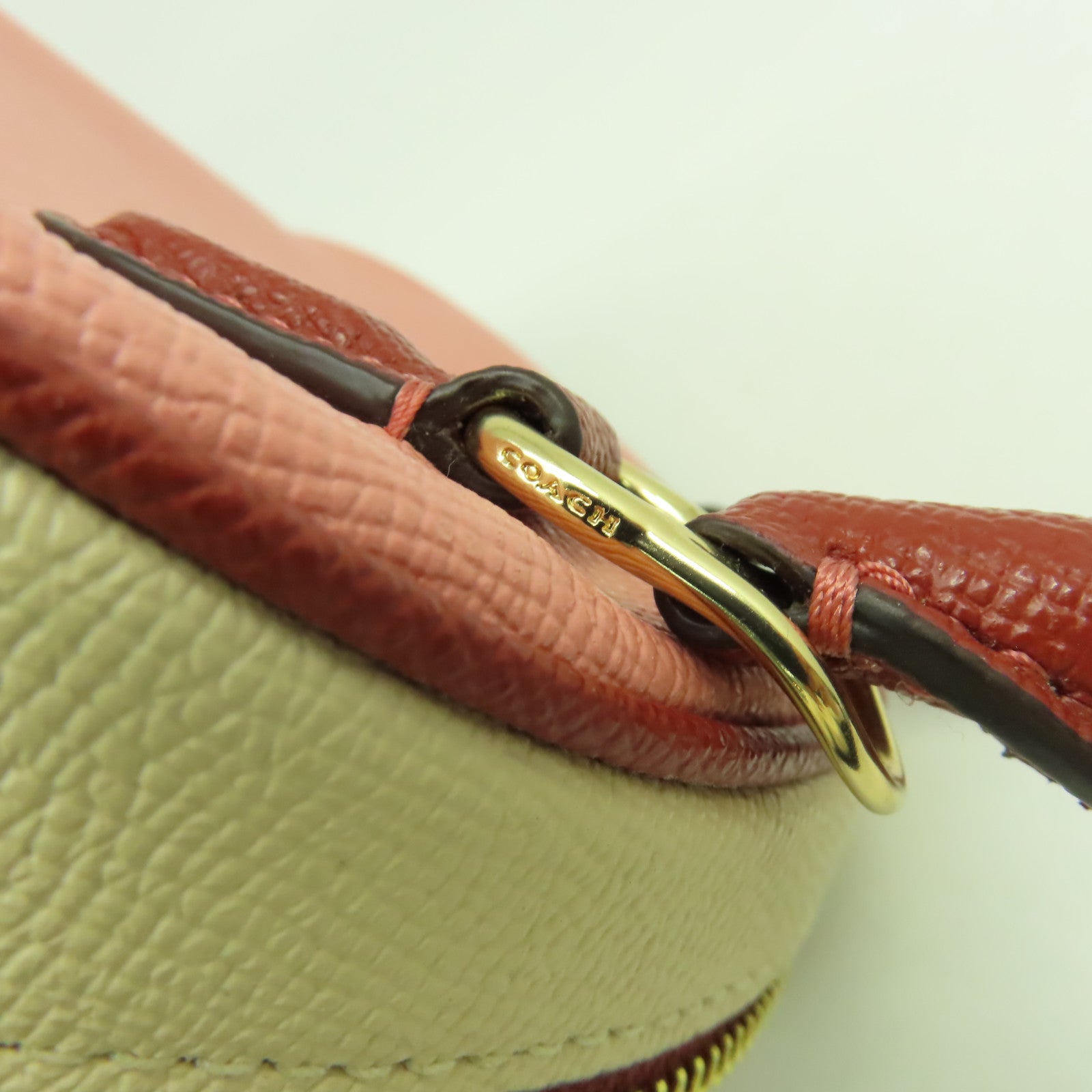 COACH 皮革Sydney Satchel Bag金扣手挽肩背兩用袋粉紅色