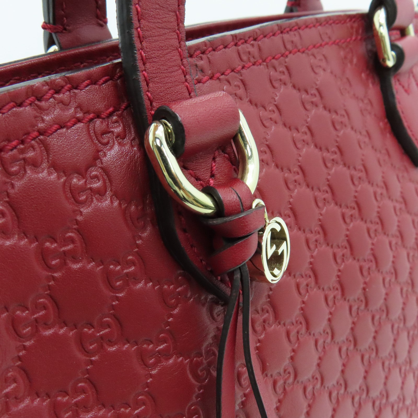 GUCCI 牛皮皮革2way Shoulder Bag金扣手挽肩背两用袋红色