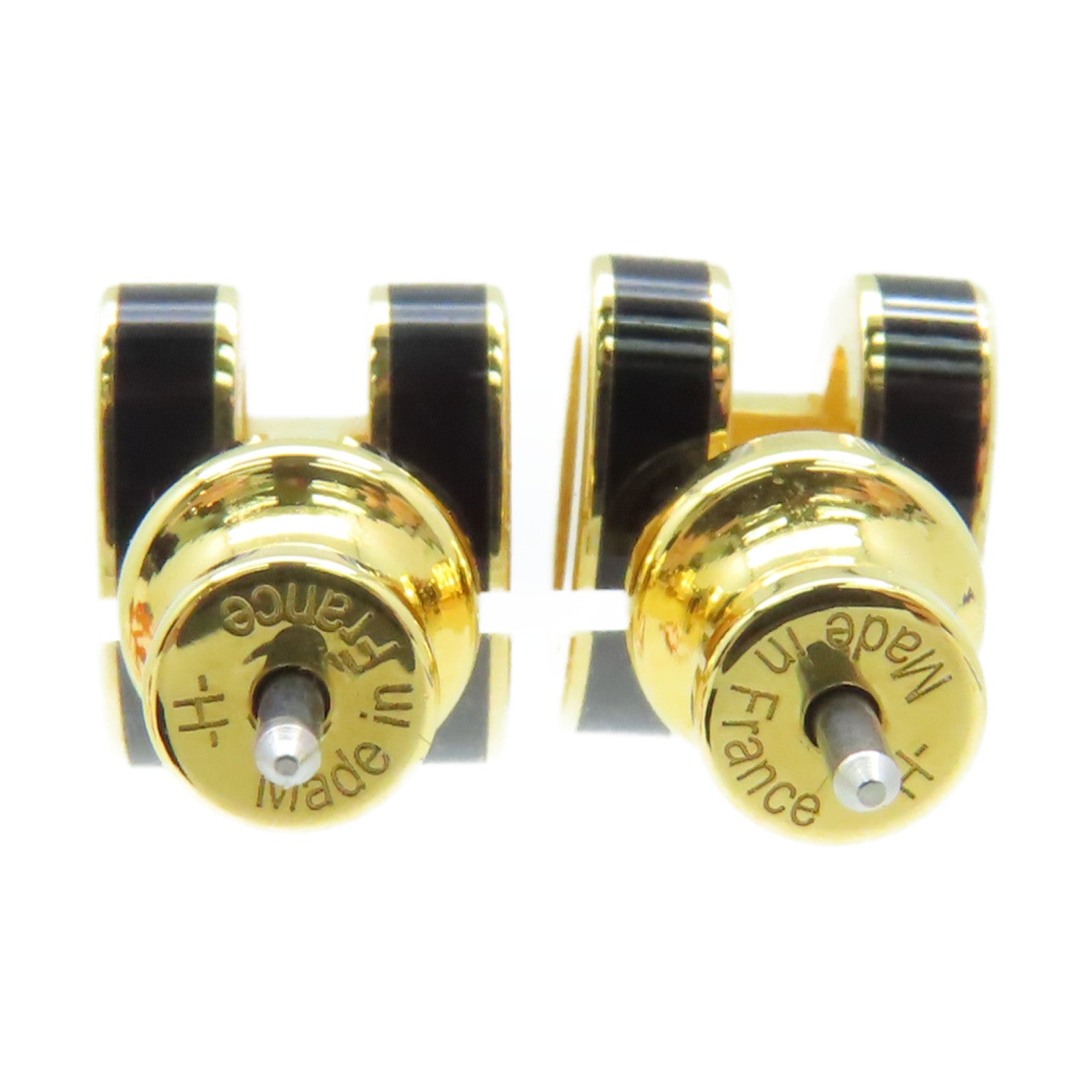 HERMES 金屬Mini Pop H Earrings耳環金色/黑色