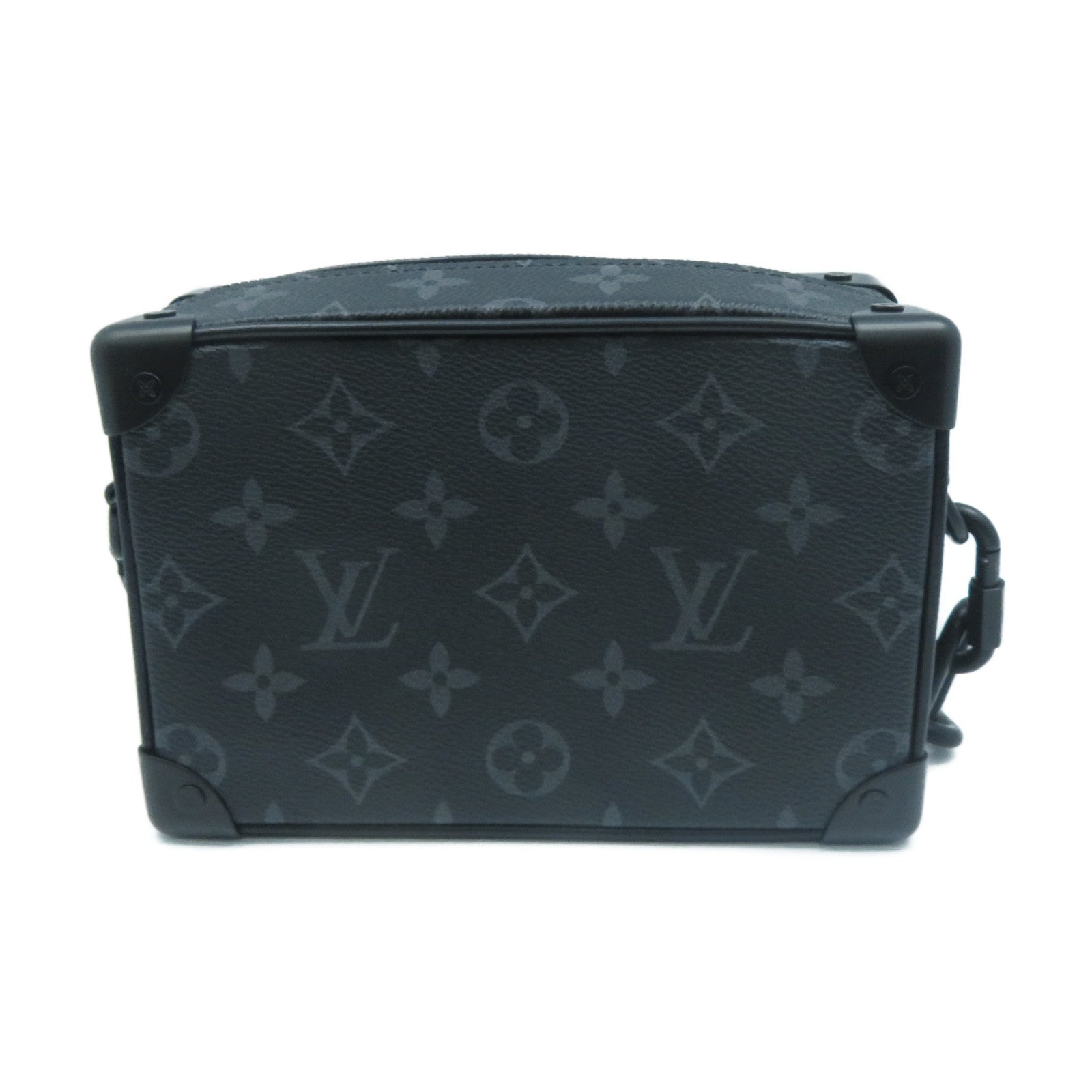 LOUIS VUITTON Monogram Eclipse Mini Soft Trunk銀扣肩背袋黑色