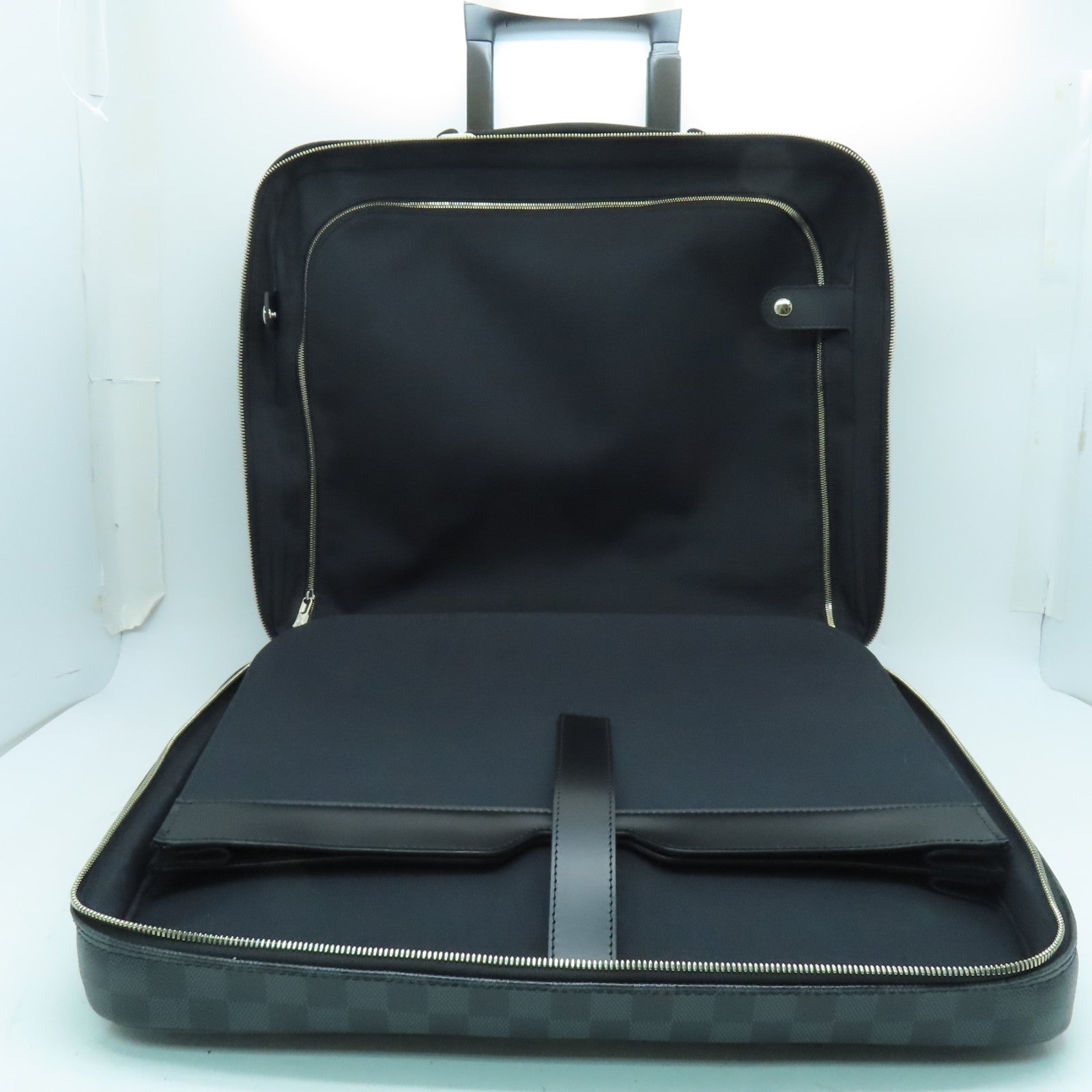 LOUIS VUITTON Damier Pilot Case銀扣行李箱黑色