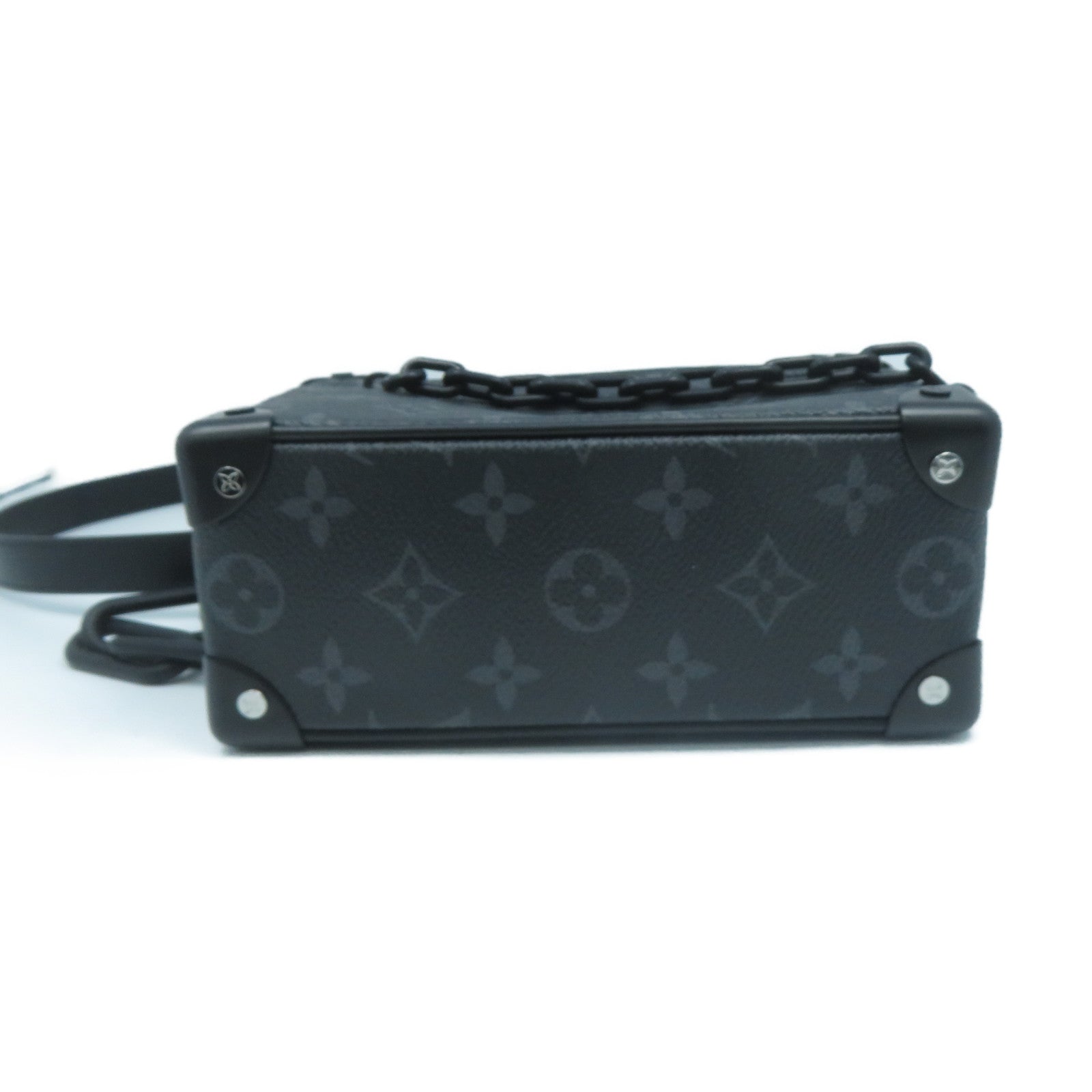 LOUIS VUITTON Monogram Eclipse Mini Soft Trunk銀扣肩背袋黑色