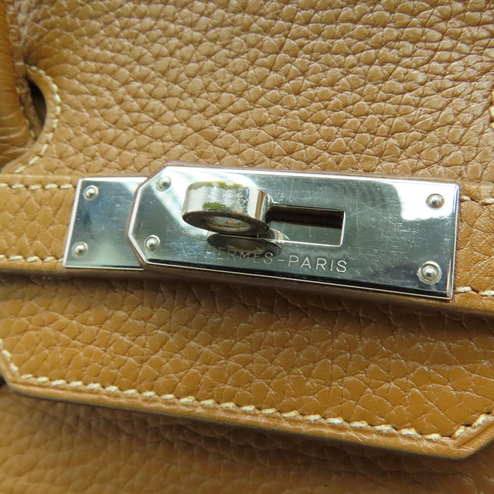 HERMES 【激减优惠】Clemence皮革Birkin 35银扣手挽袋啡色