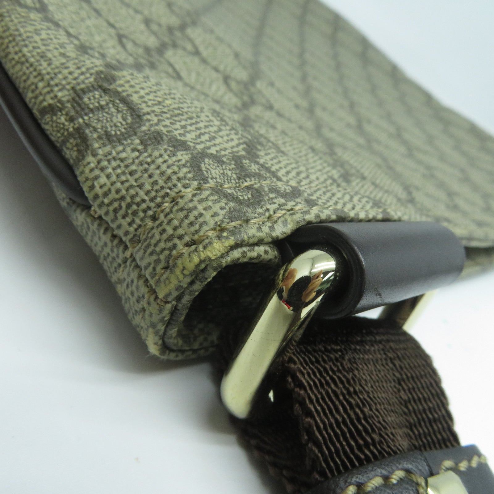 GUCCI 塗層帆布Shoulder Bag金扣肩背袋啡色