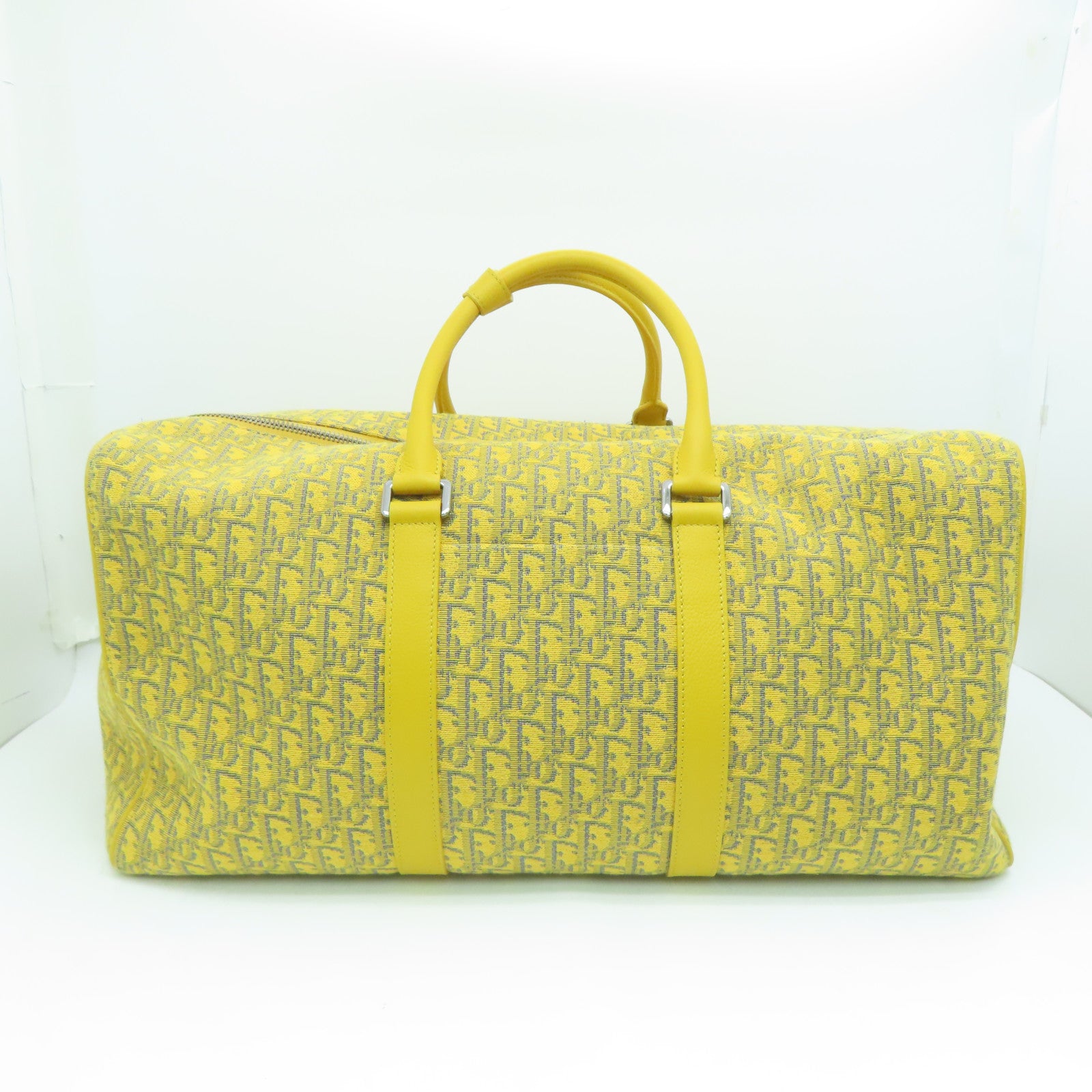 Dior 帆布Dior Lingot 50銀扣波士顿包黃色