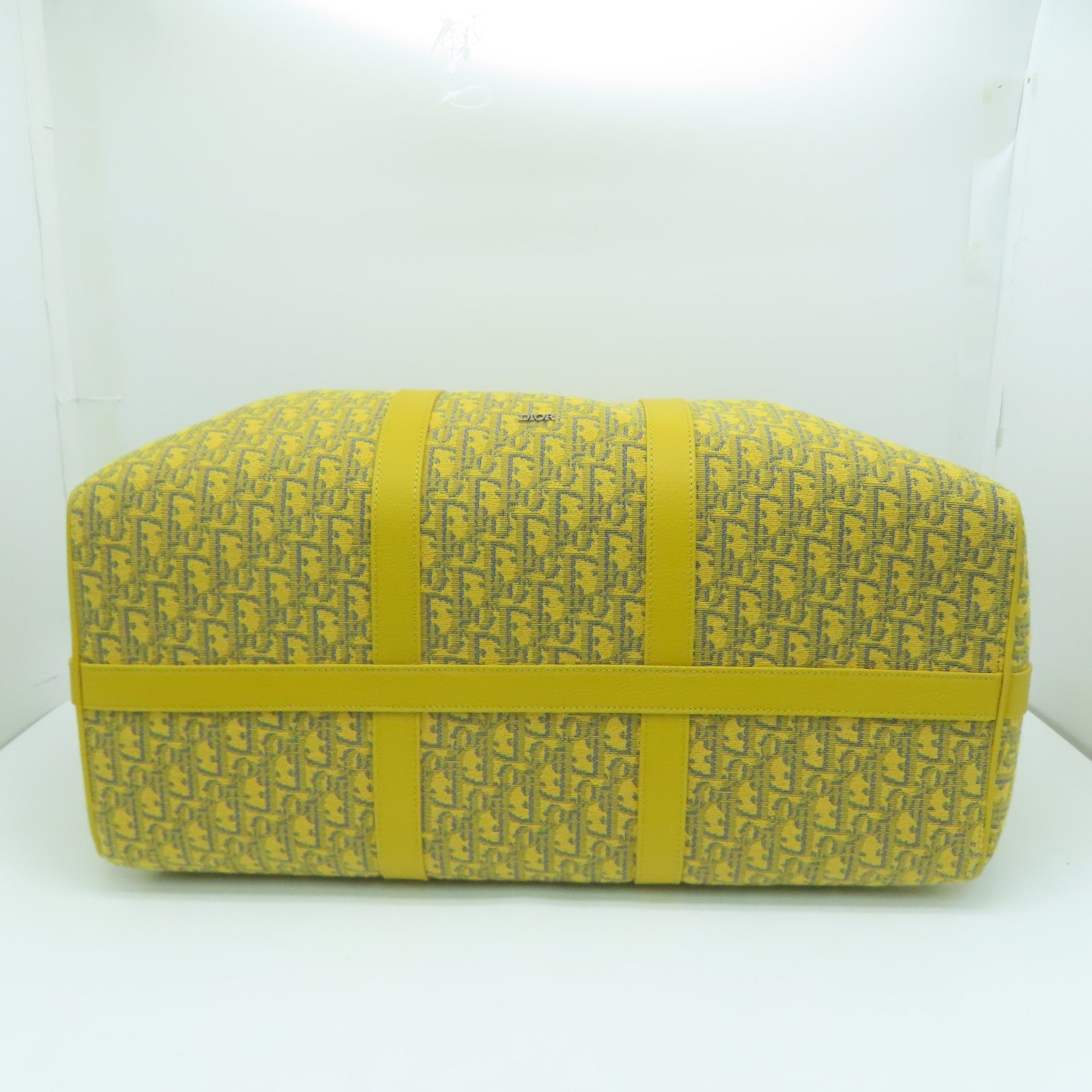 Dior 帆布Dior Lingot 50銀扣波士顿包黃色