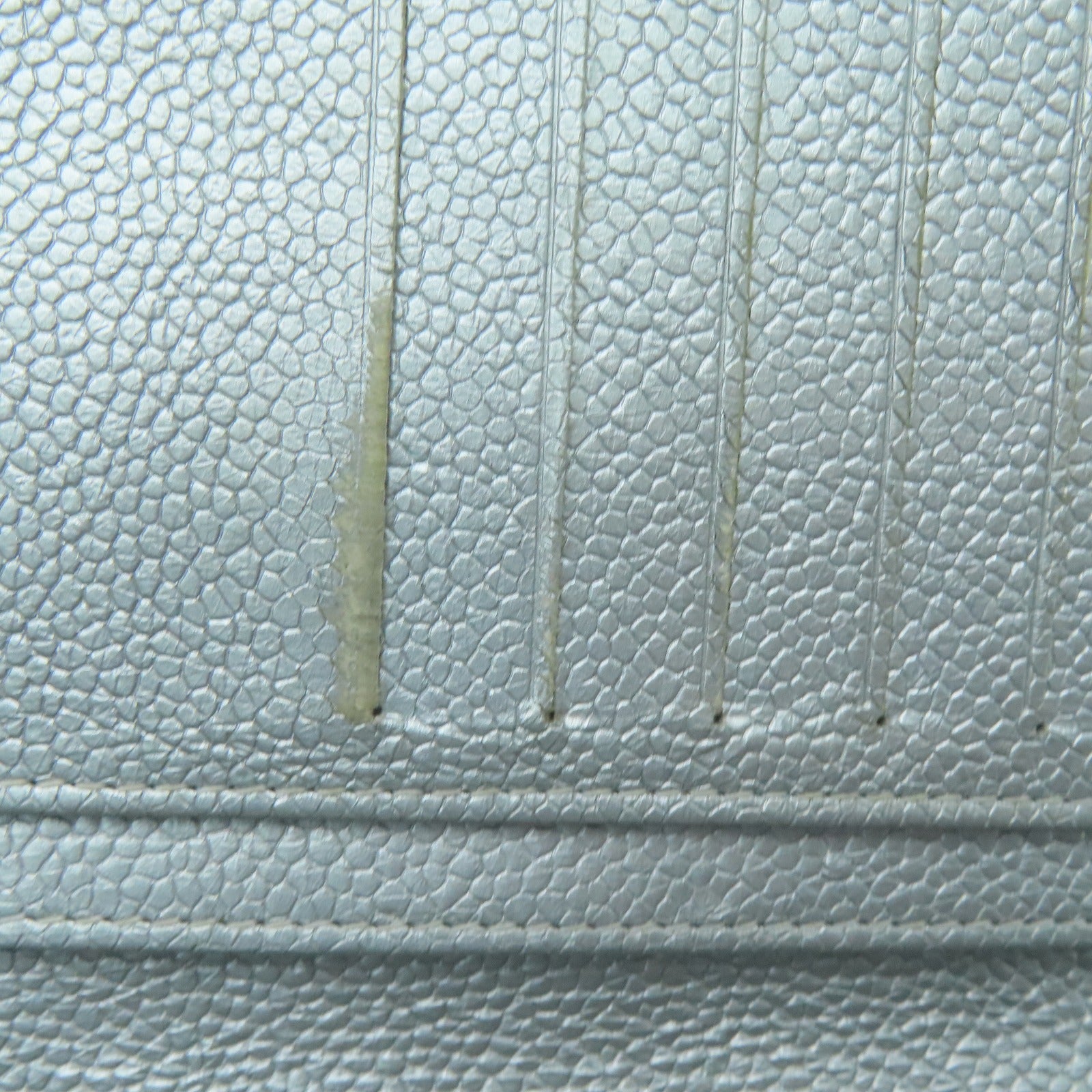 CHANEL 菱格Caviar皮革Long Wallet银扣长钱包银色
