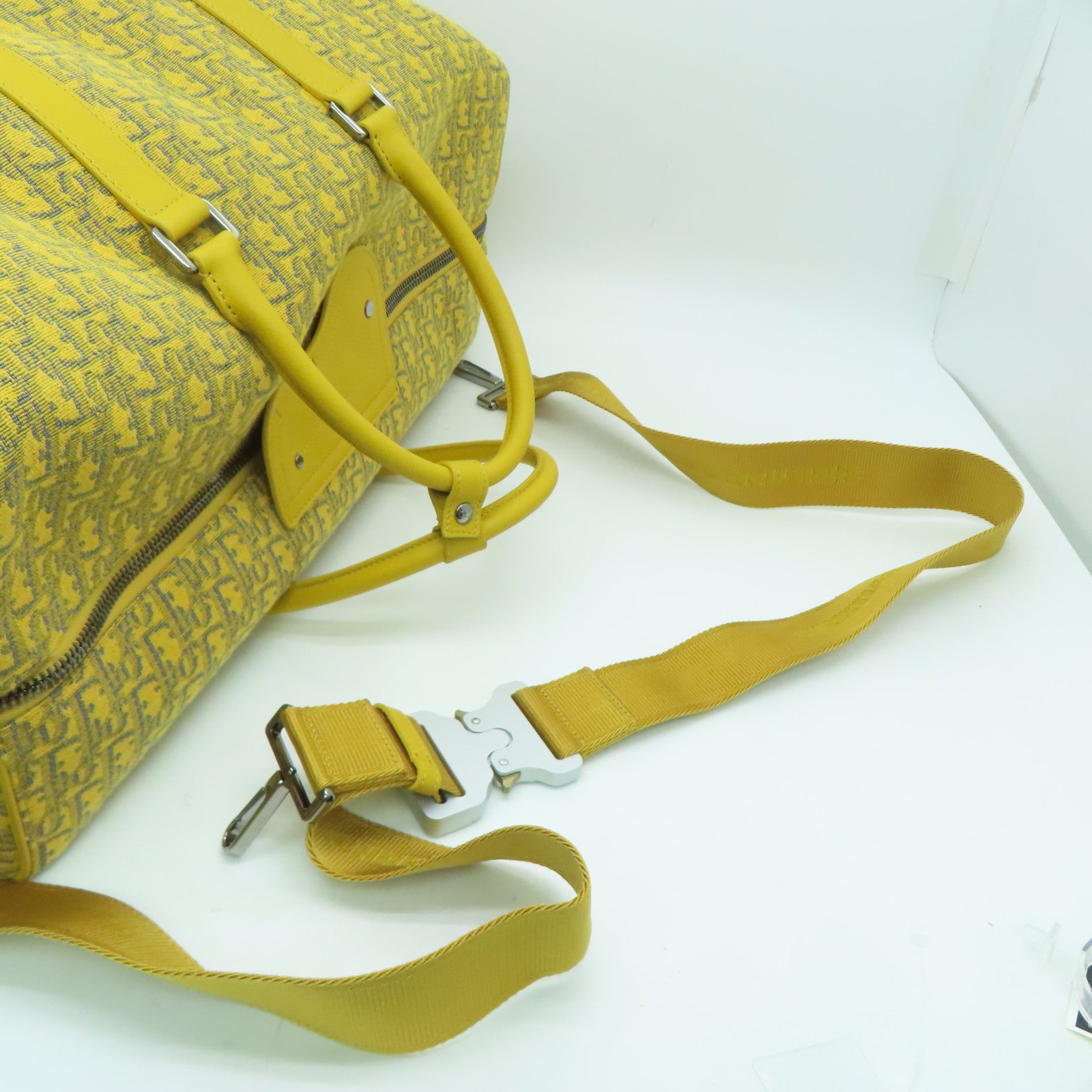 Dior 帆布Dior Lingot 50銀扣波士顿包黃色