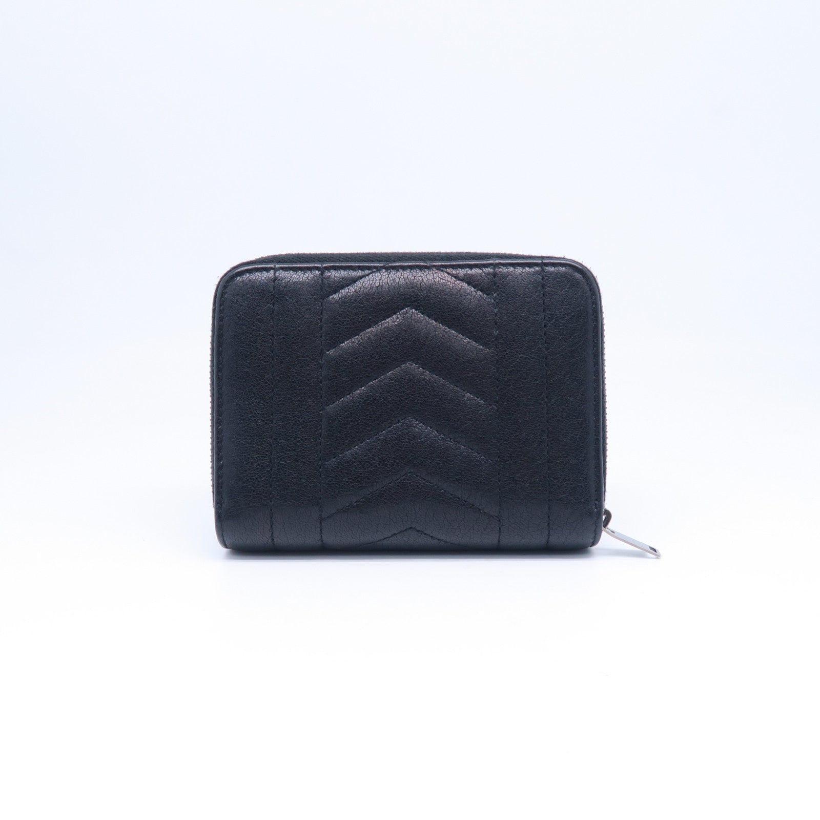 YVES SAINT LAURENT 牛皮皮革Wallet銀扣錢包黑色