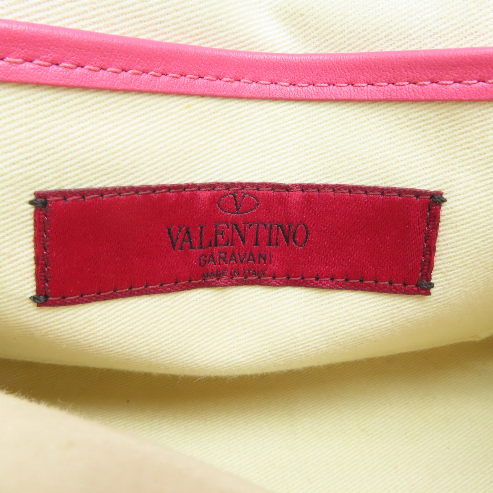 Valentino 【激減優惠】牛皮皮革Rockstud Shoulder Bag銀扣肩背袋白色/粉紅色