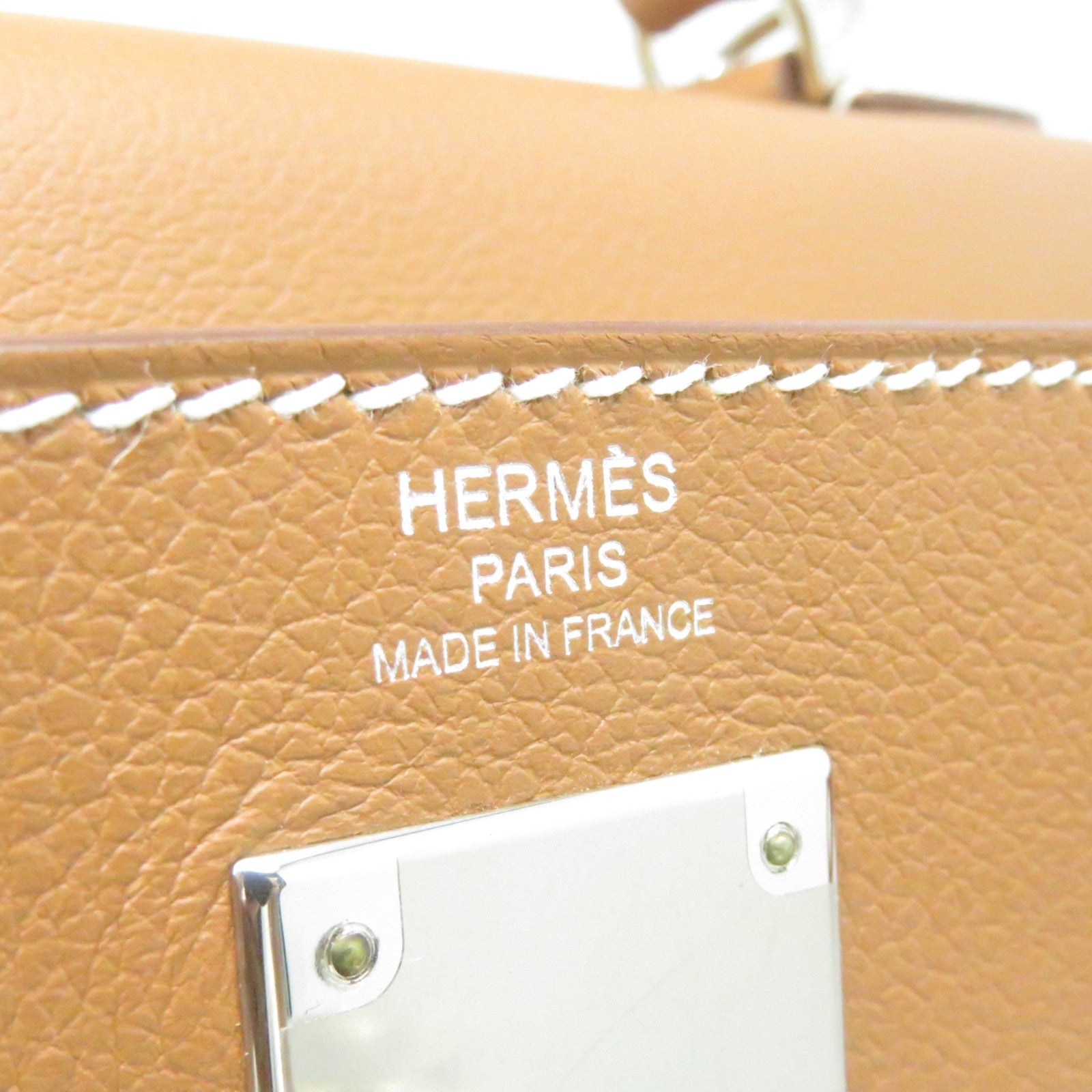HERMES 【激減優惠】Evercolor皮革Kelly 28銀扣手挽肩背兩用袋經典駝色