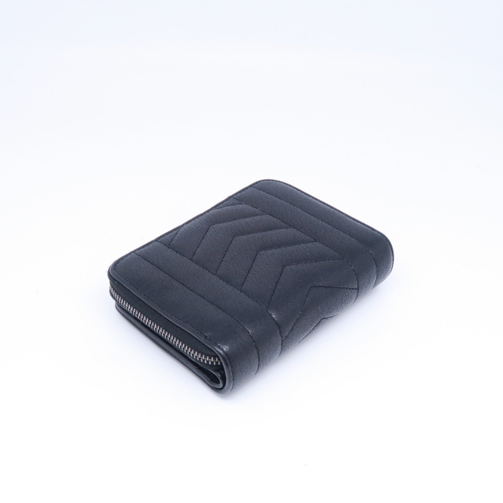 YVES SAINT LAURENT 牛皮皮革Wallet銀扣錢包黑色