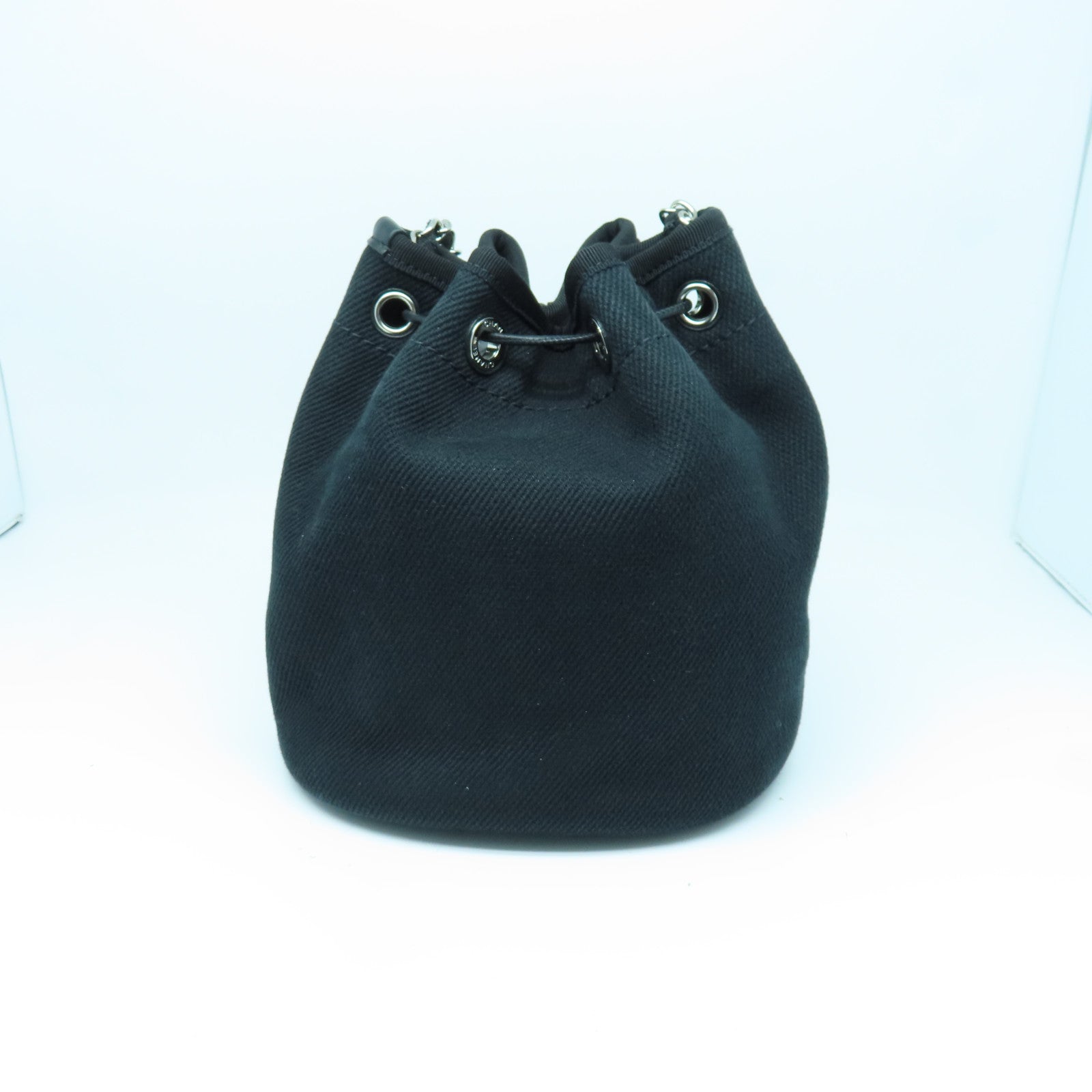 CHANEL 帆布Chain Shoulder银扣链带肩背袋黑色