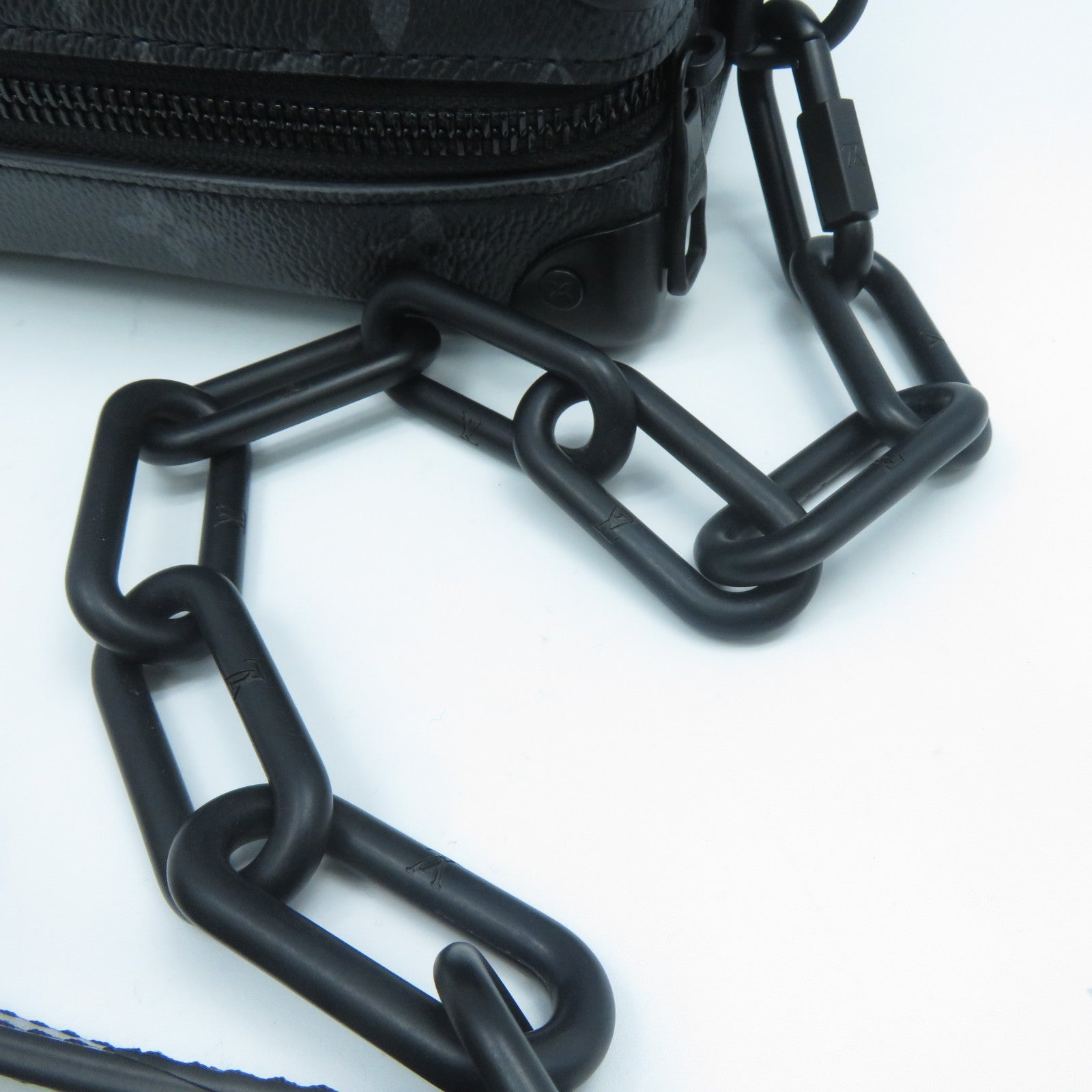 LOUIS VUITTON Monogram Eclipse Mini Soft Trunk銀扣肩背袋黑色