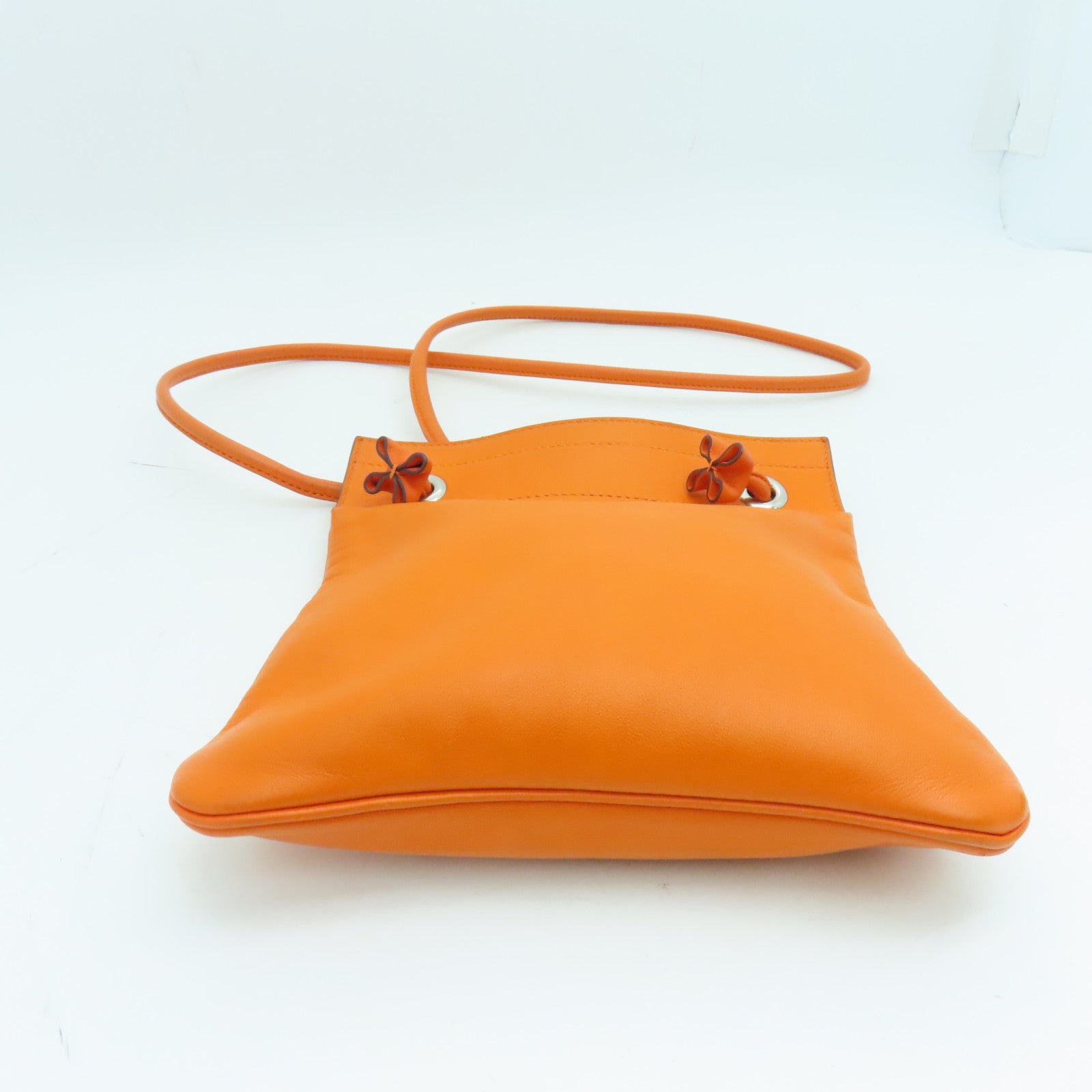 HERMES Swift皮革Aline Min銀扣肩背袋橙色