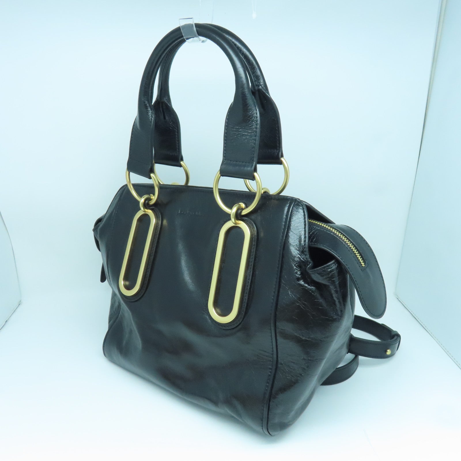 SEE BY CHLOE 【激減優惠】牛皮皮革２Way Shoulder金扣手挽肩背兩用袋黑色