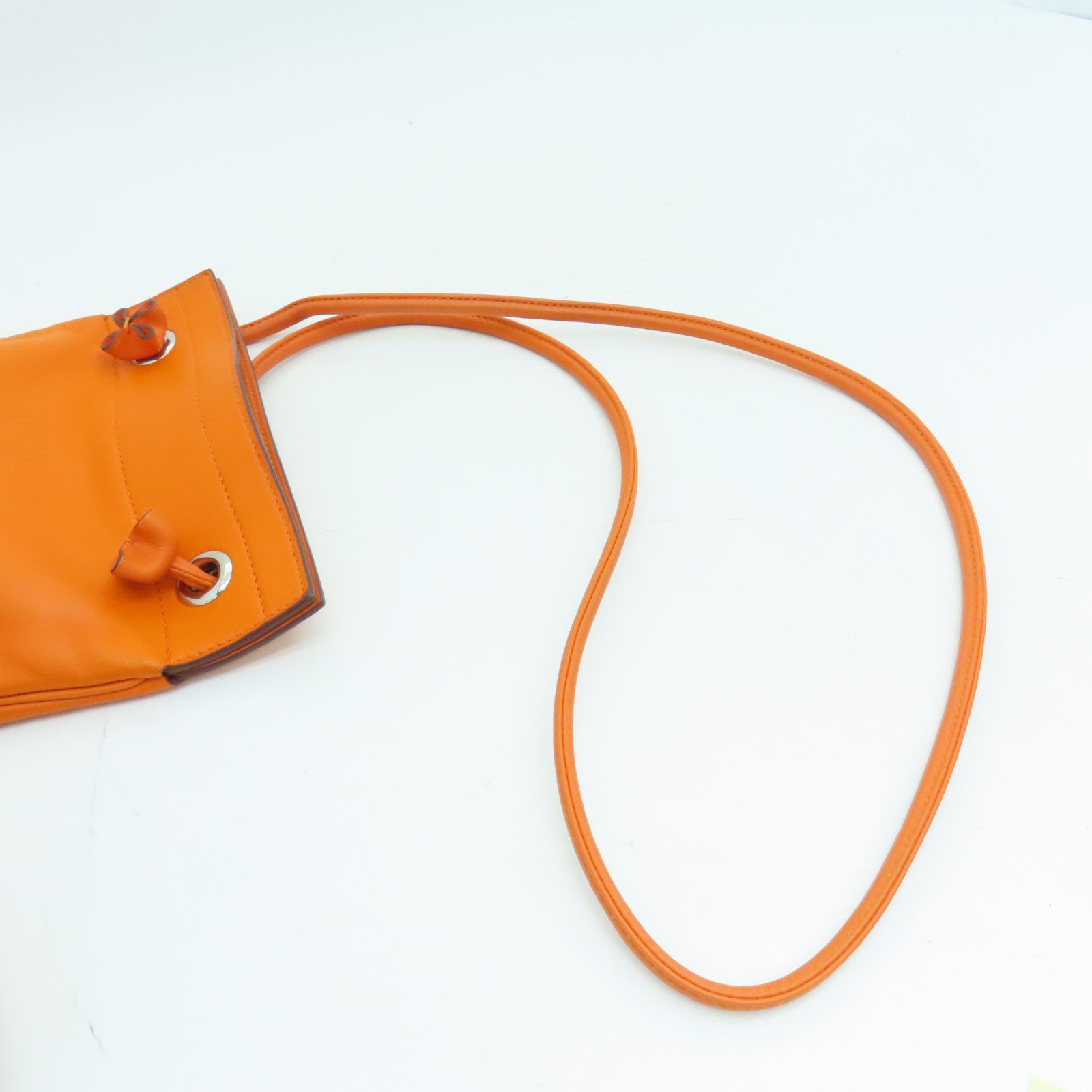 HERMES Swift皮革Aline Min銀扣肩背袋橙色