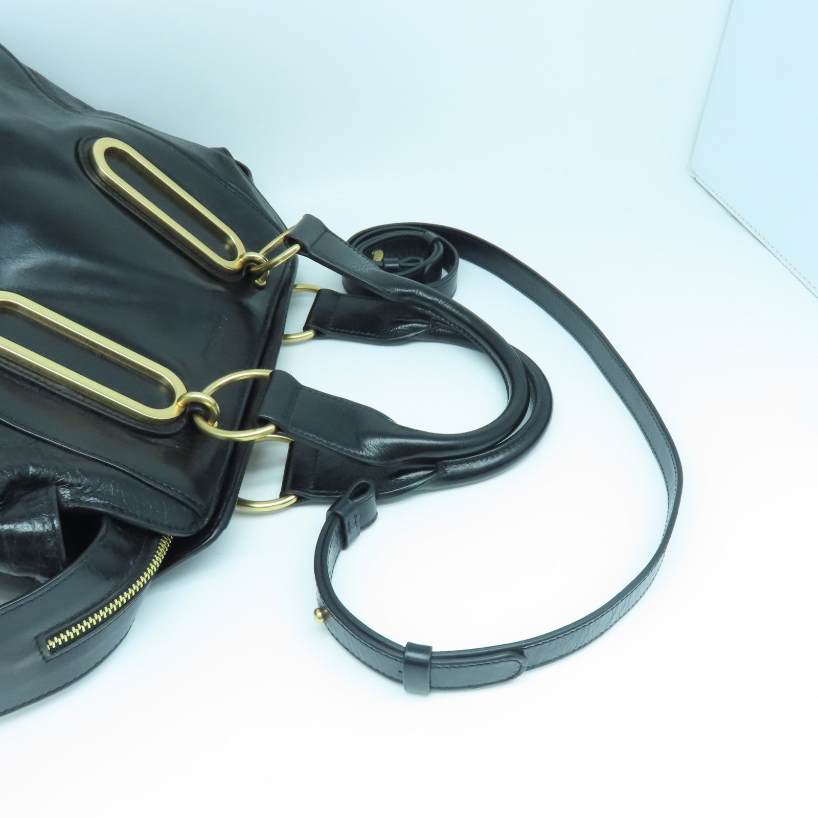 SEE BY CHLOE 【激減優惠】牛皮皮革２Way Shoulder金扣手挽肩背兩用袋黑色