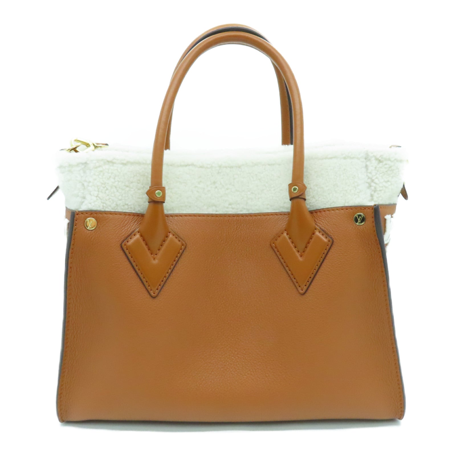 LOUIS VUITTON 牛皮皮革On My Side MM金扣肩背袋啡色