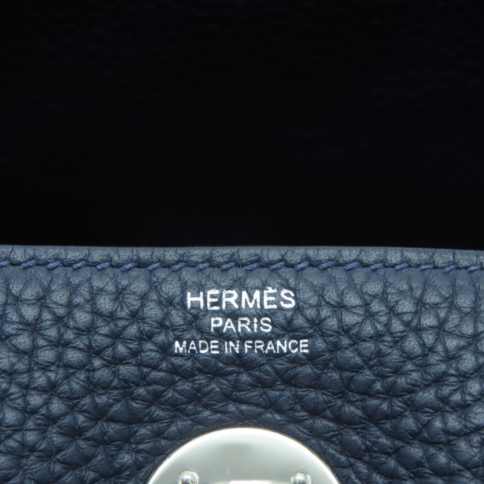 HERMES Clemence皮革Lindy 26銀扣手挽肩背兩用袋午夜藍色