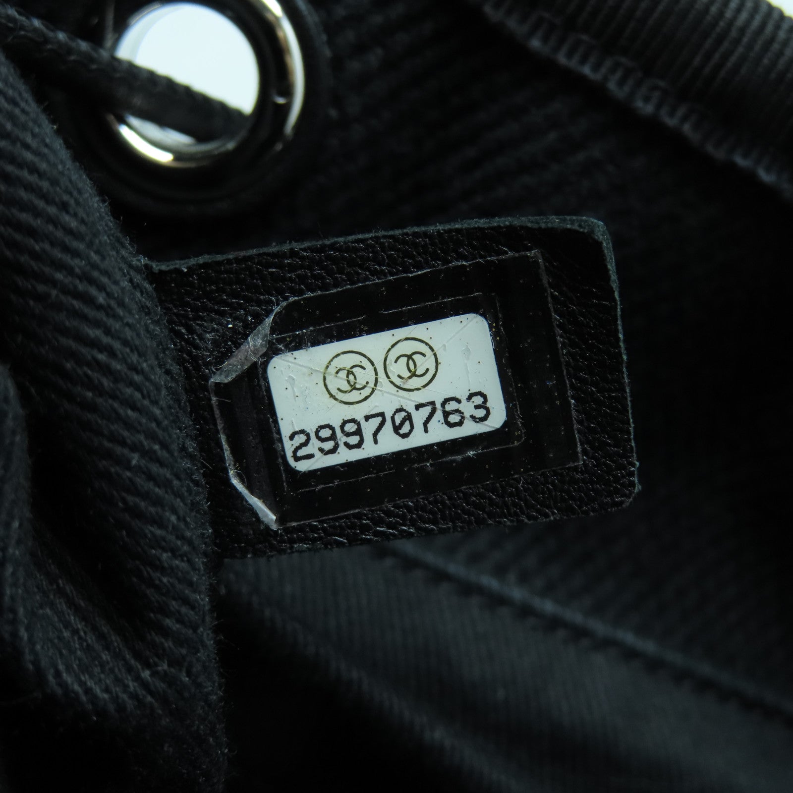 CHANEL 帆布Chain Shoulder银扣链带肩背袋黑色