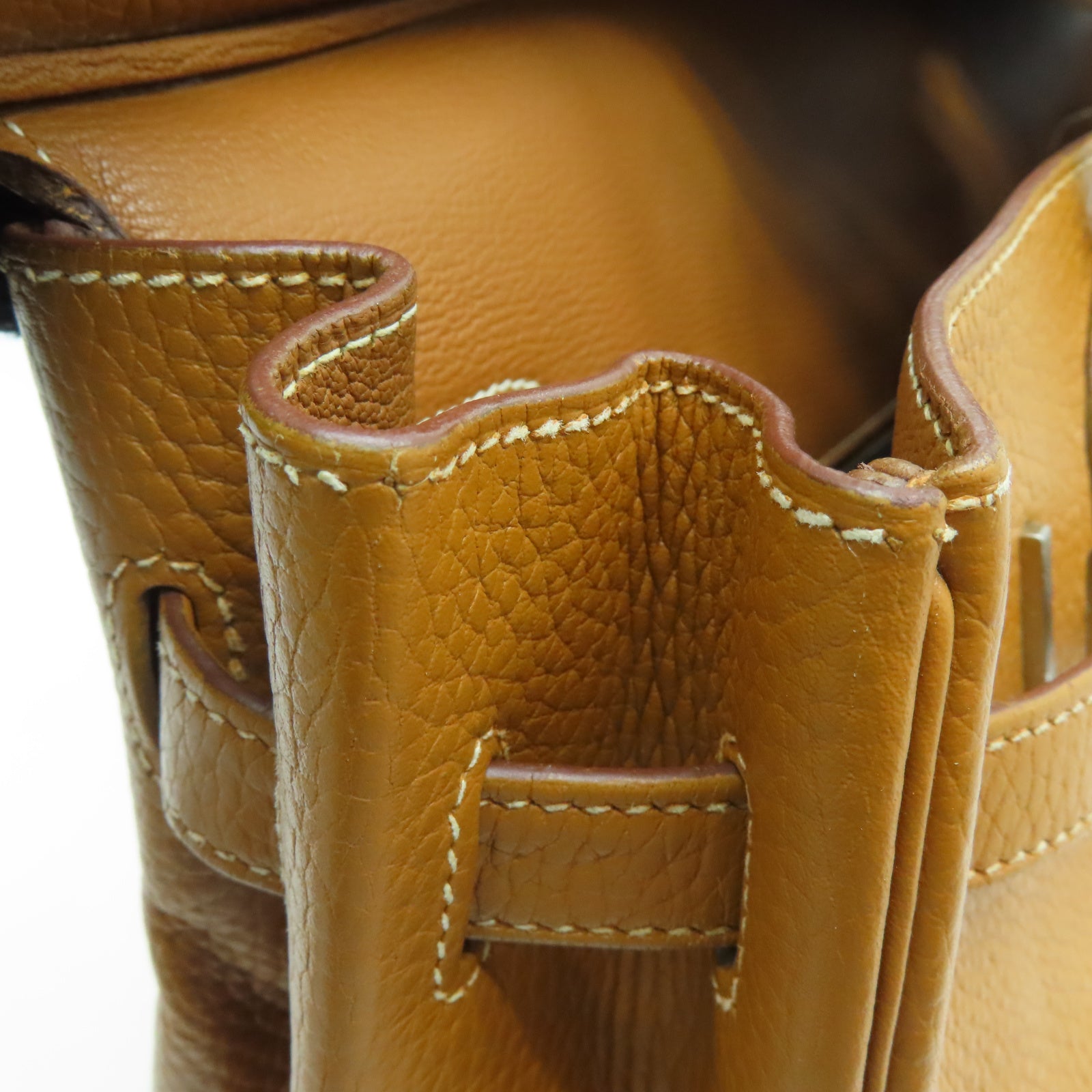 HERMES 【激减优惠】Clemence皮革Birkin 35银扣手挽袋啡色