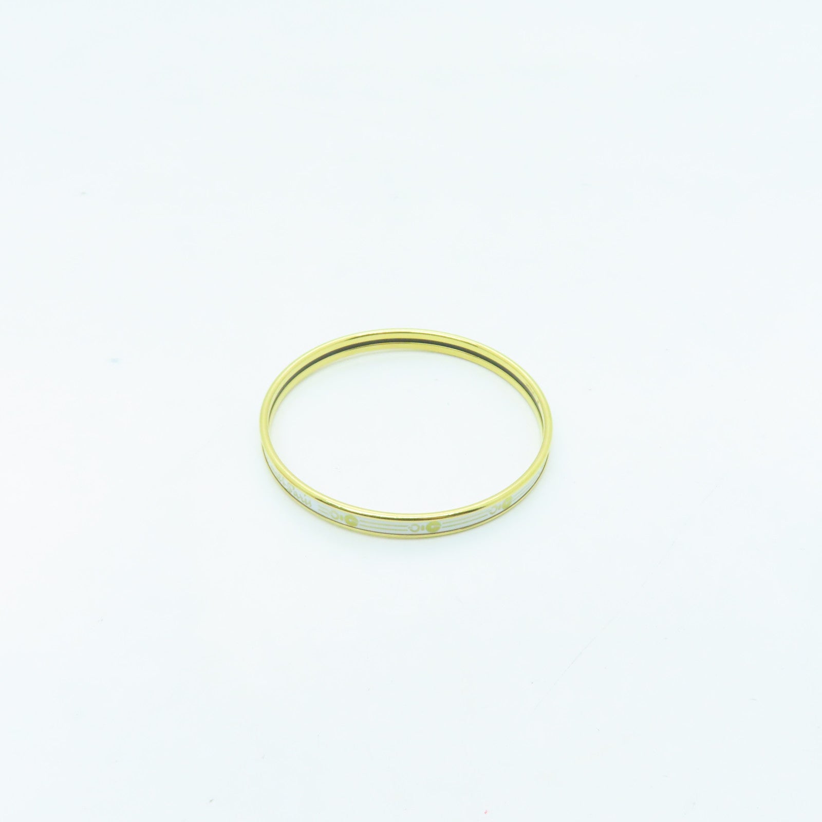 HERMES Metal Bangle Bracelet White/Gold