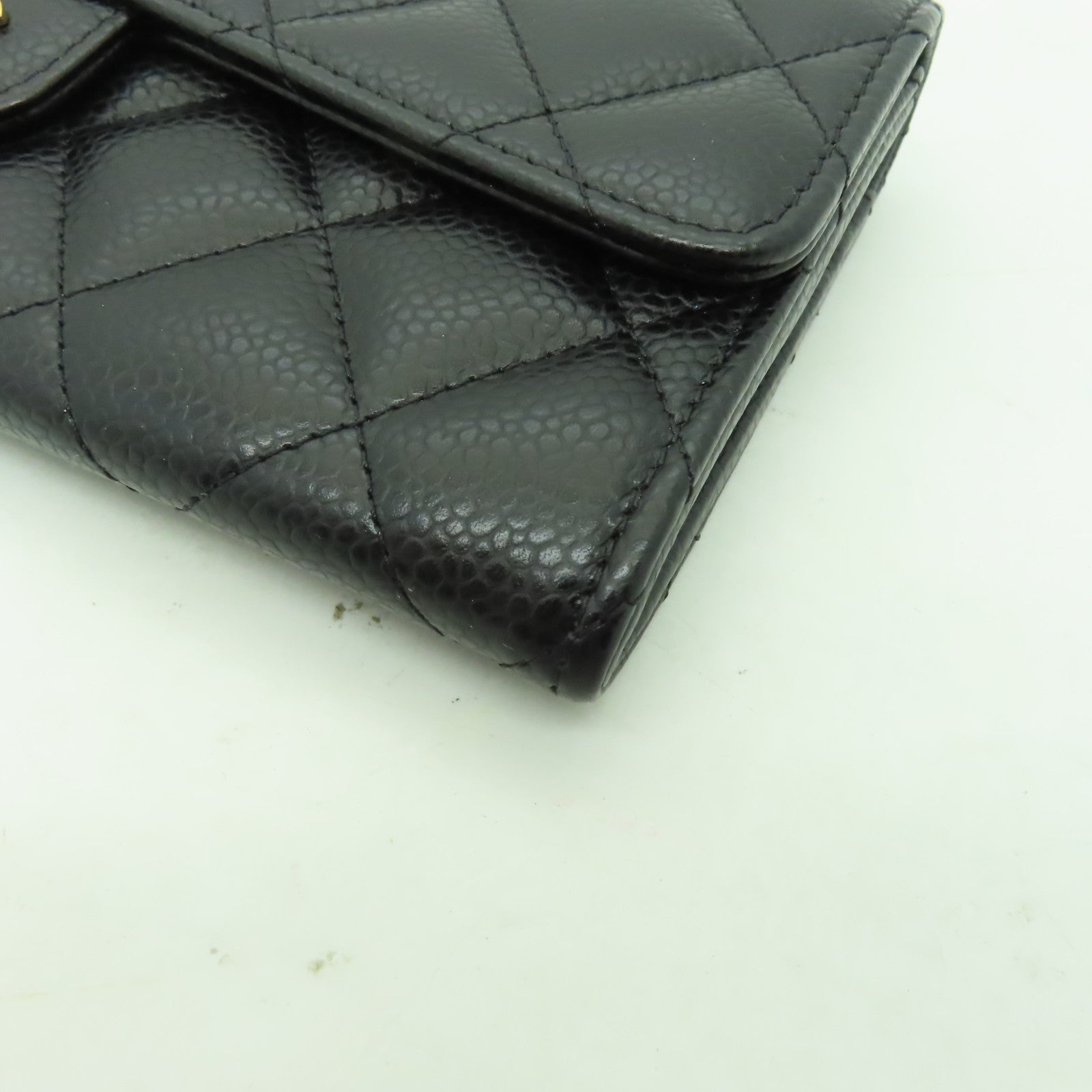 CHANEL 菱格Caviar皮革Long Wallet金扣長錢包黑色