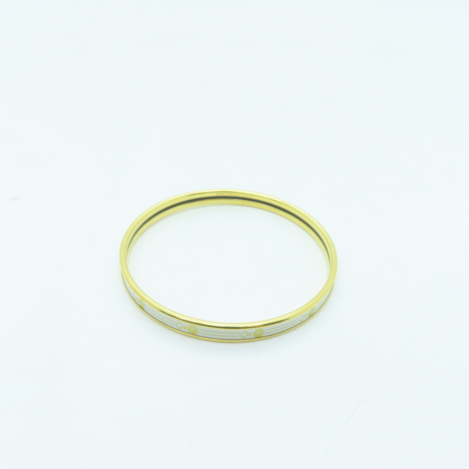 HERMES Metal Bangle Bracelet White/Gold