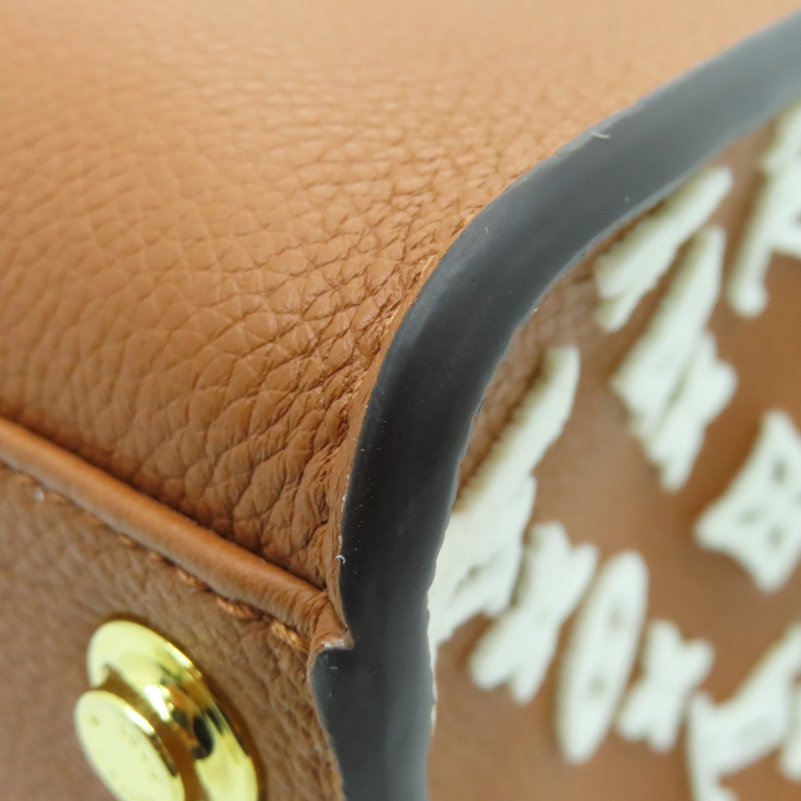LOUIS VUITTON 牛皮皮革On My Side MM金扣肩背袋啡色