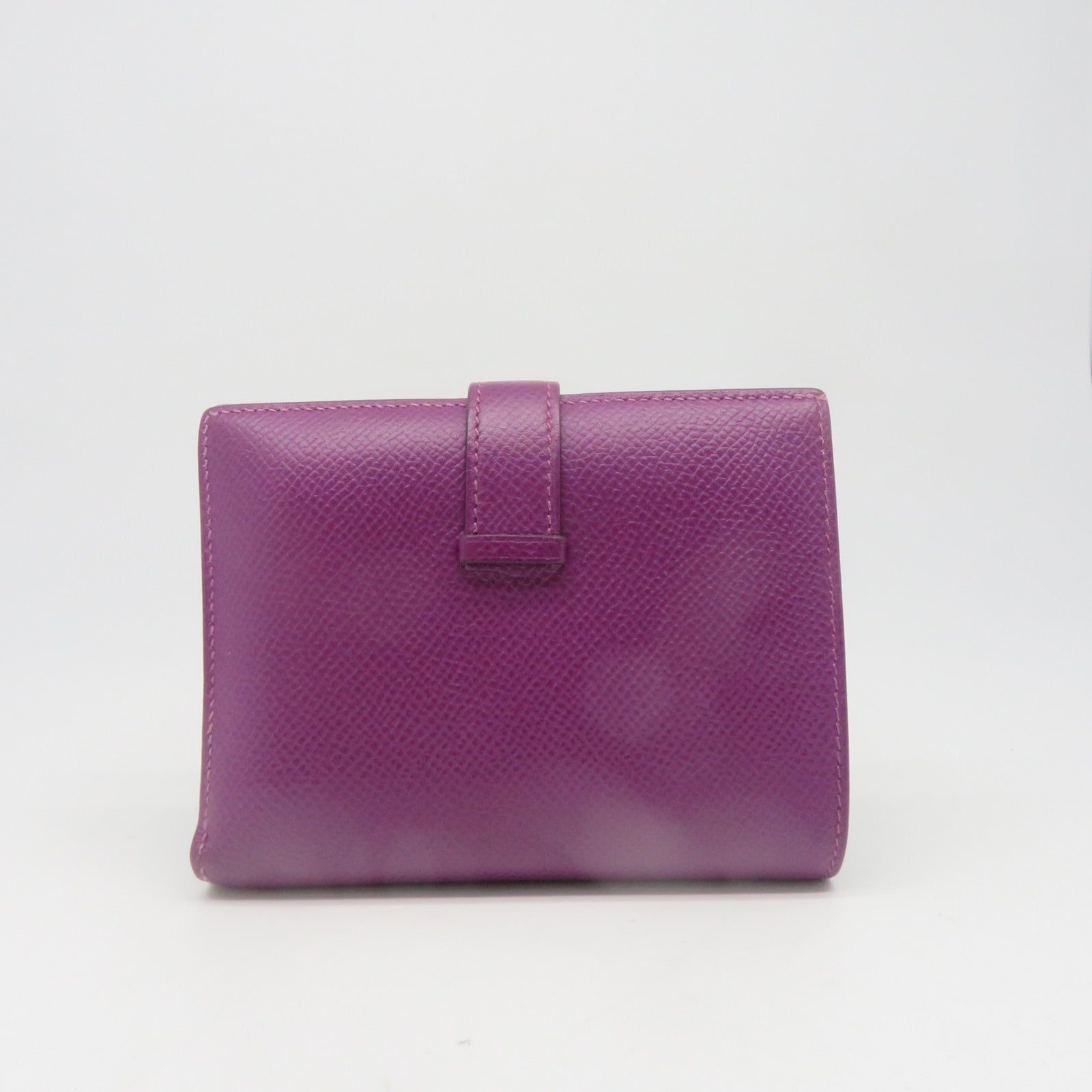 HERMES Epsom Leather Bearn W Snap Gold Buckle Wallet Anemone Purple