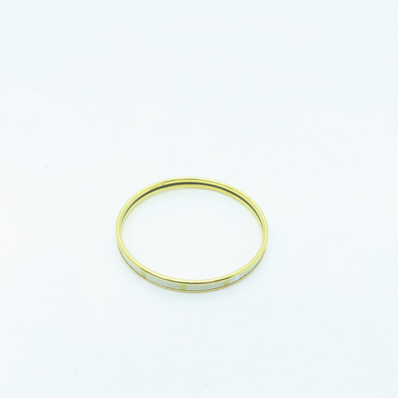 HERMES Metal Bangle Bracelet White/Gold