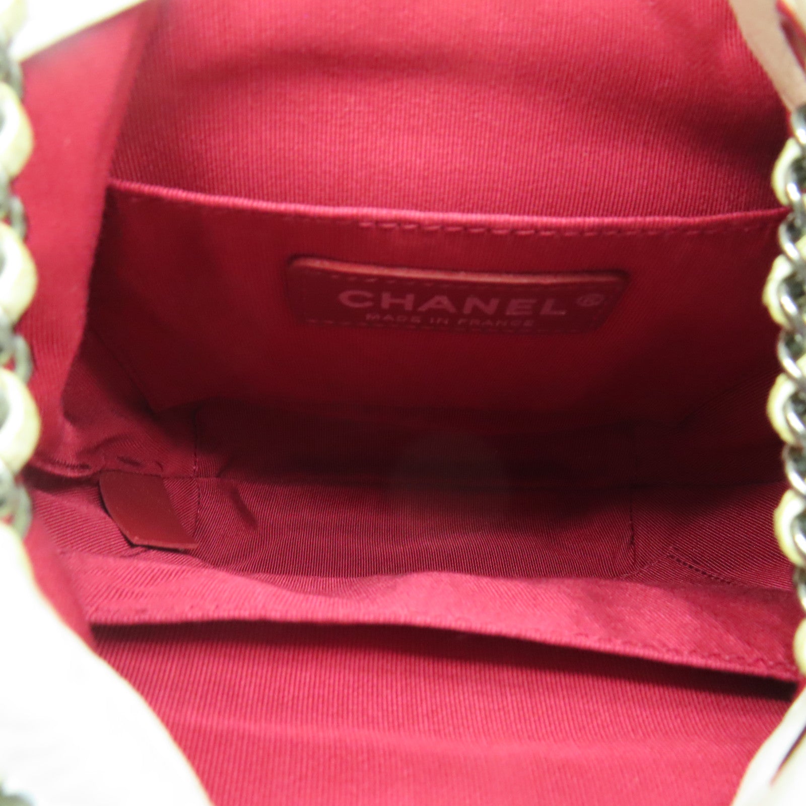 CHANEL 菱格牛皮皮革Chain Shoulder Bag銀扣鏈帶肩背袋黑色/白色